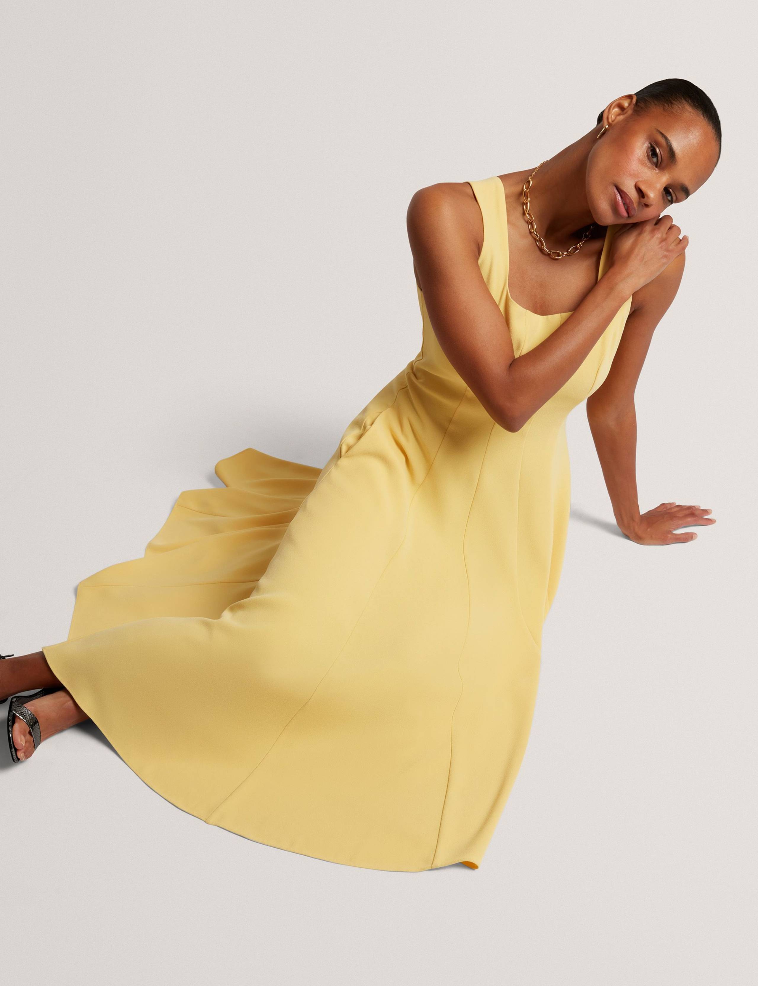 Square Neck Pleated Midi Skater Dress 5 of 7