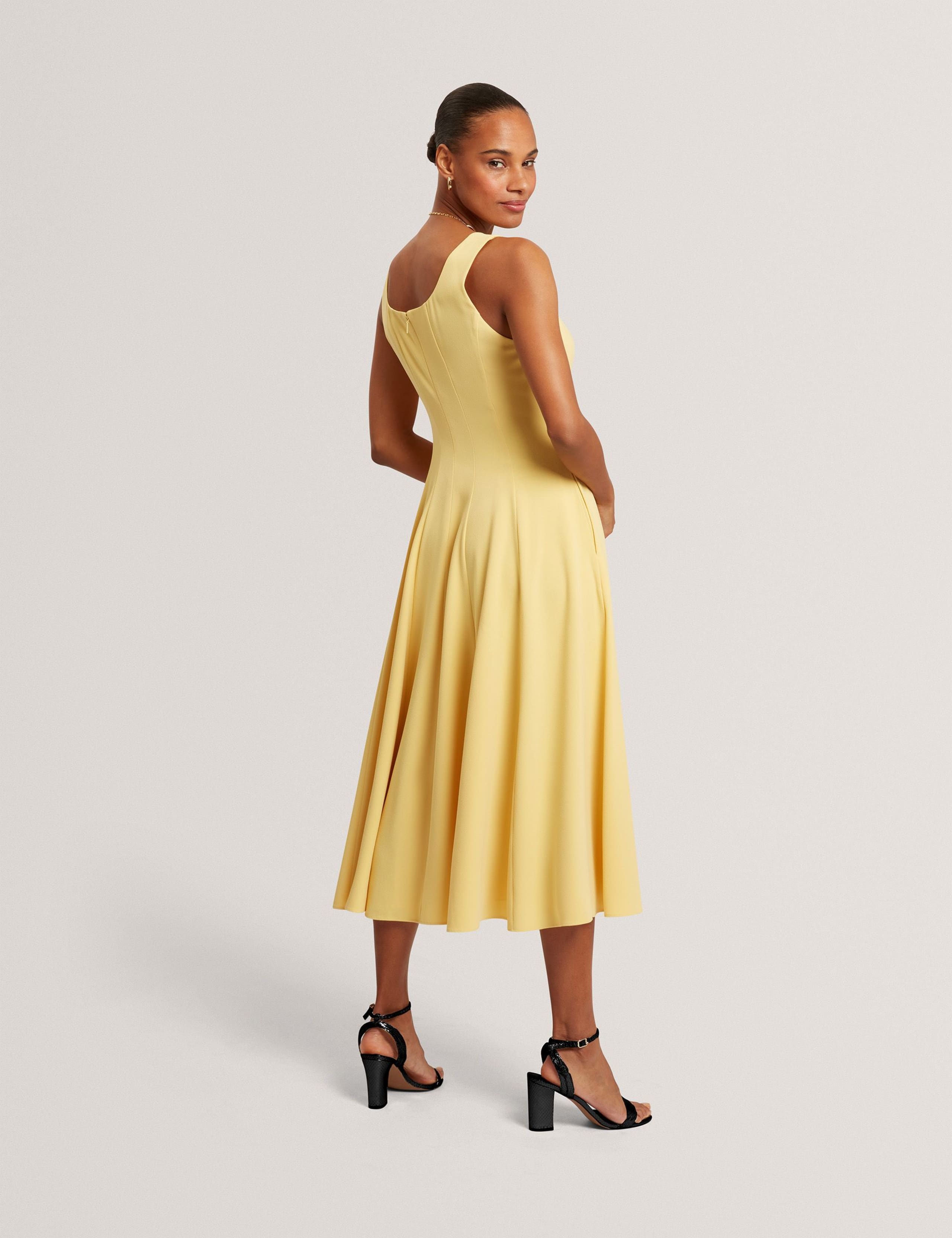 Square Neck Pleated Midi Skater Dress 7 of 7