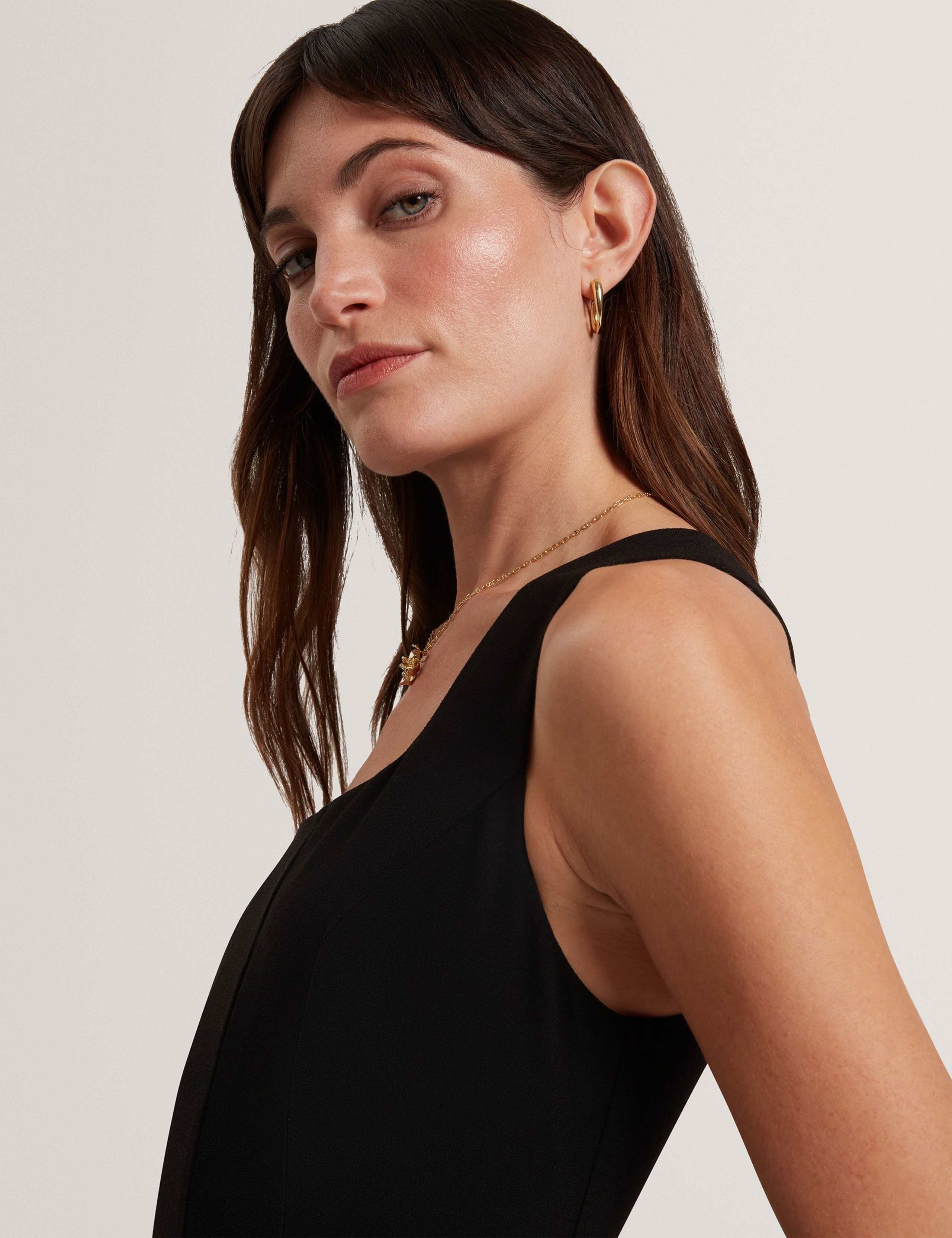 Square Neck Pleated Midi Skater Dress 4 of 7