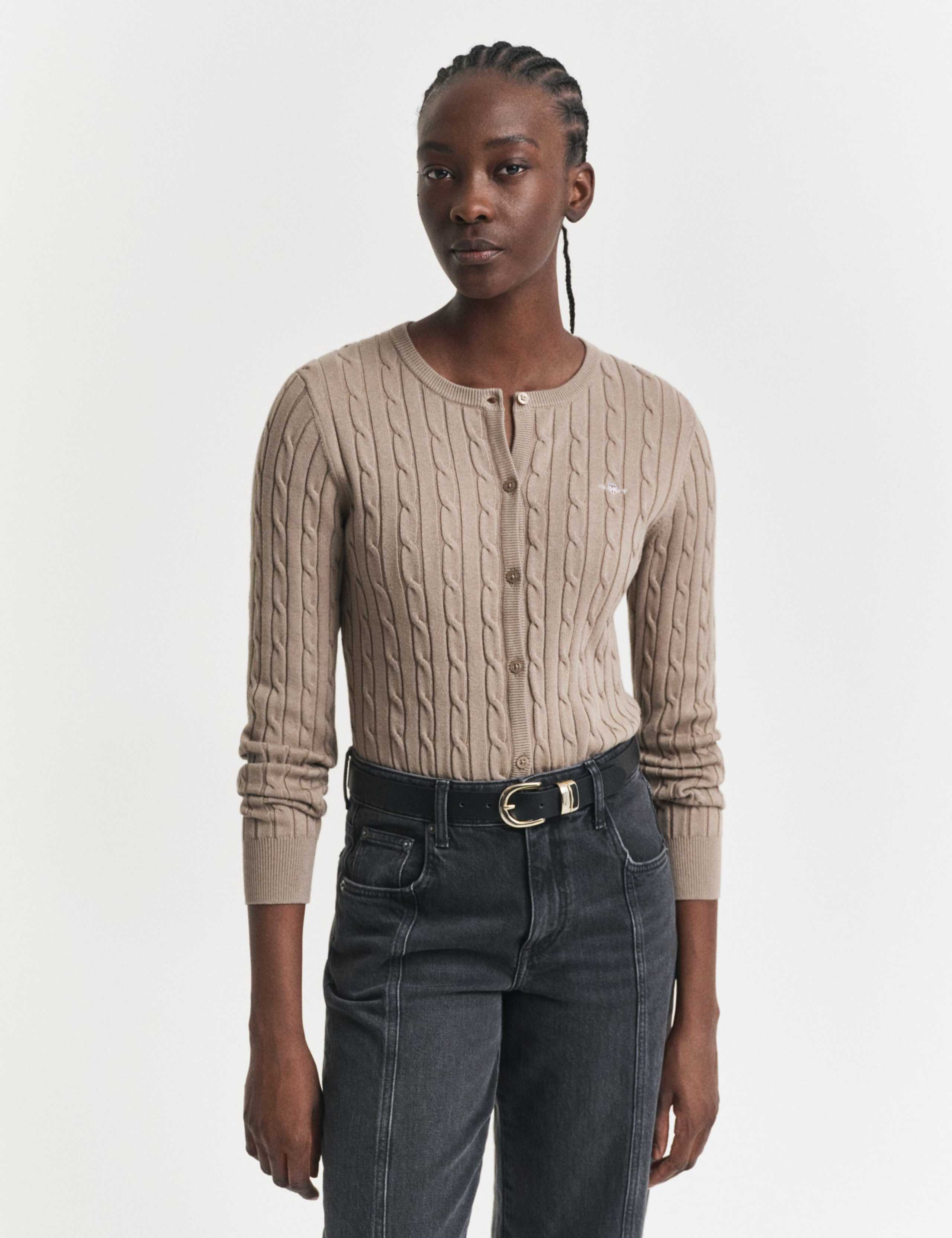 Cotton Rich Cable Knit Cardigan 1 of 4