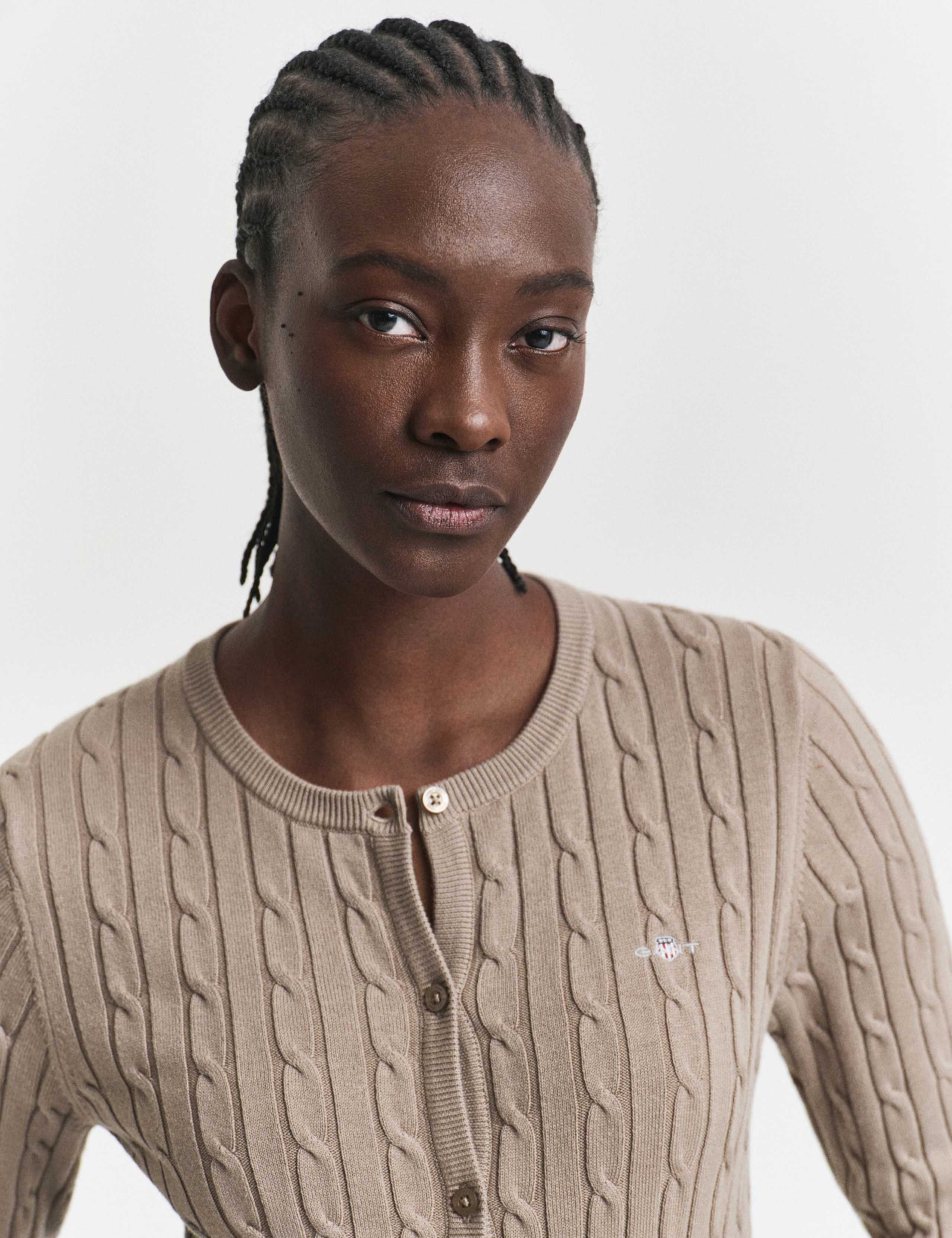 Cotton Rich Cable Knit Cardigan 4 of 4