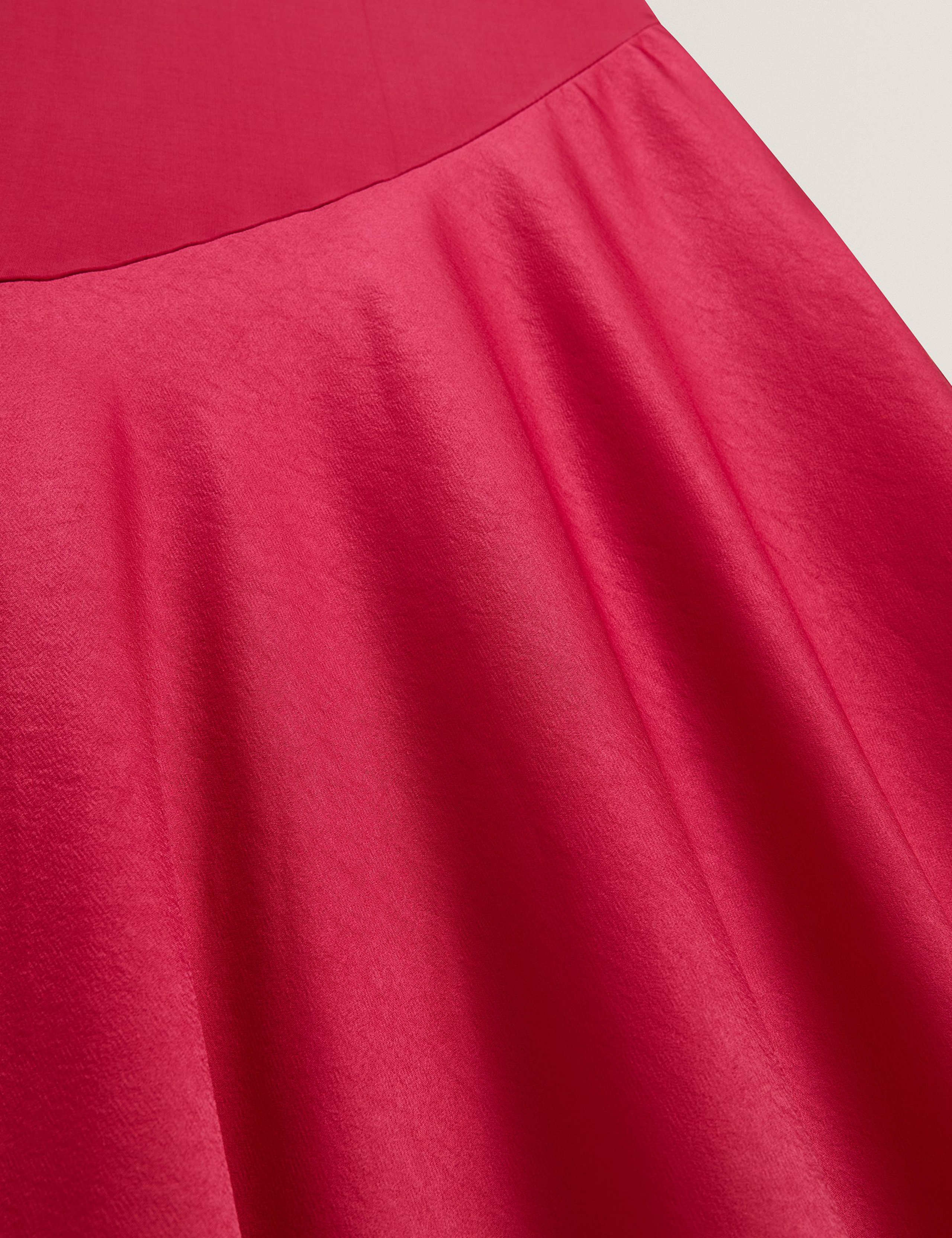 High Neck Satin Asymmetric Skirt Midi Dress 6 of 7