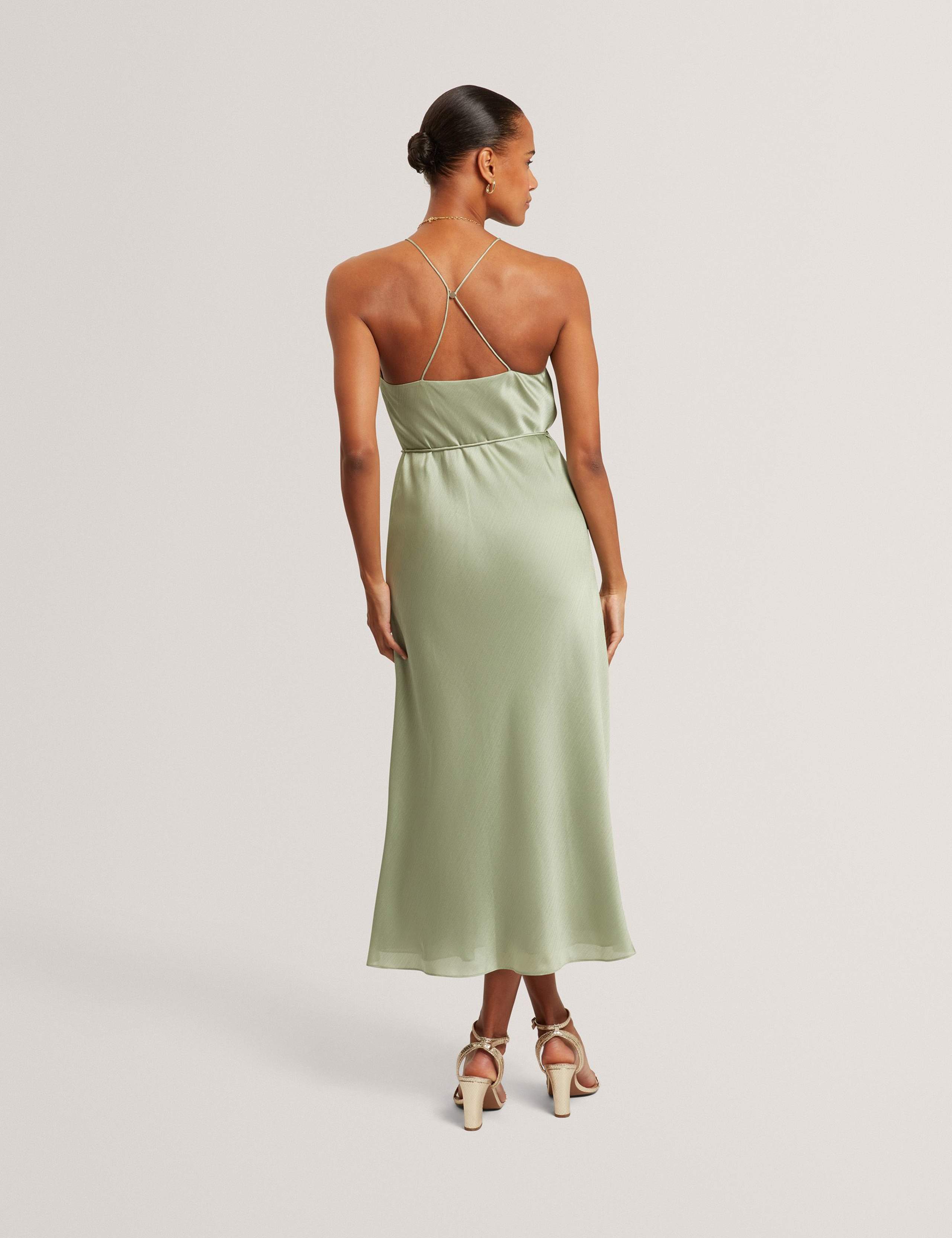 Halter Neck Tie Waist Midi Slip Dress 3 of 5