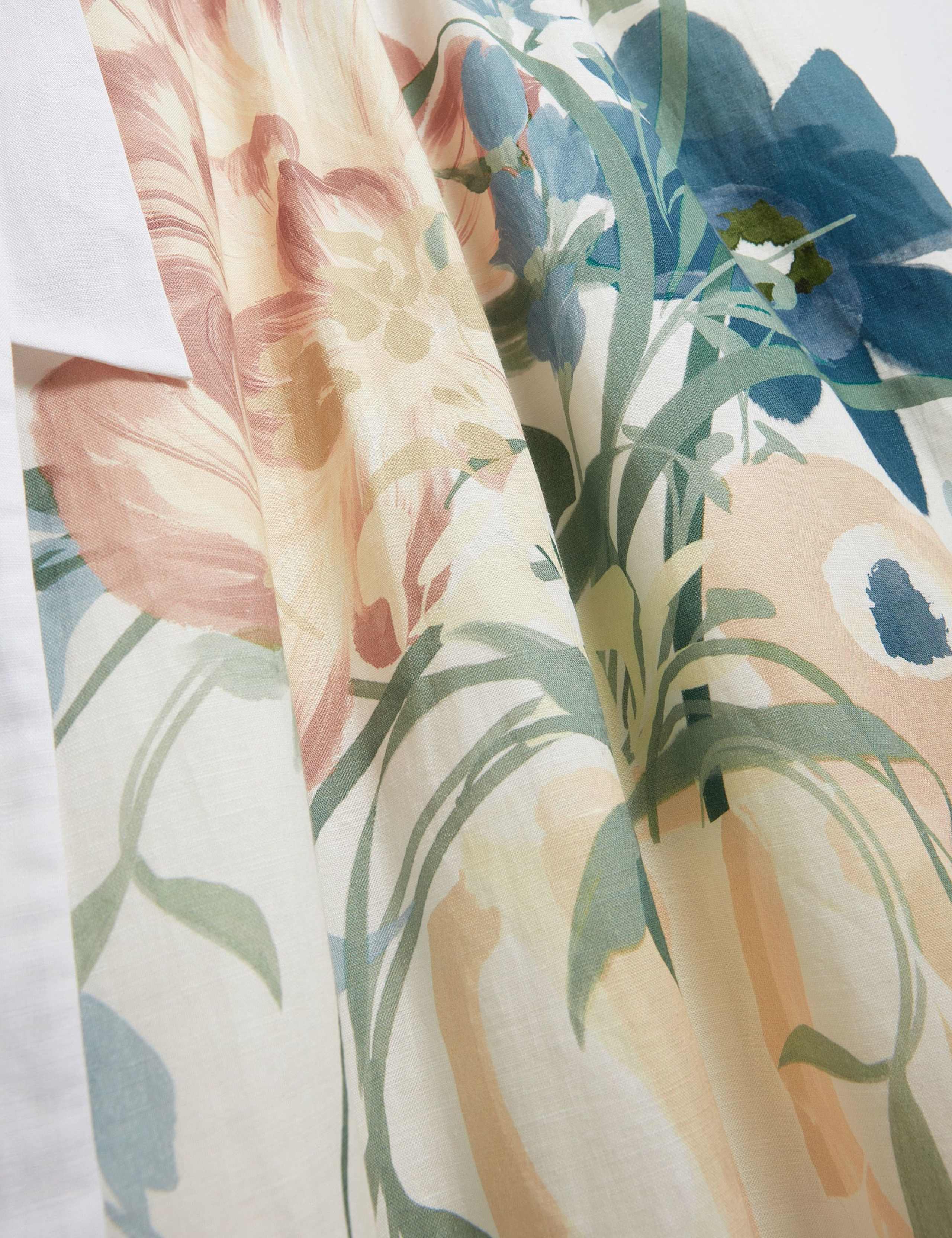 Linen Rich Floral Tie Waist Midi Dress 5 of 7