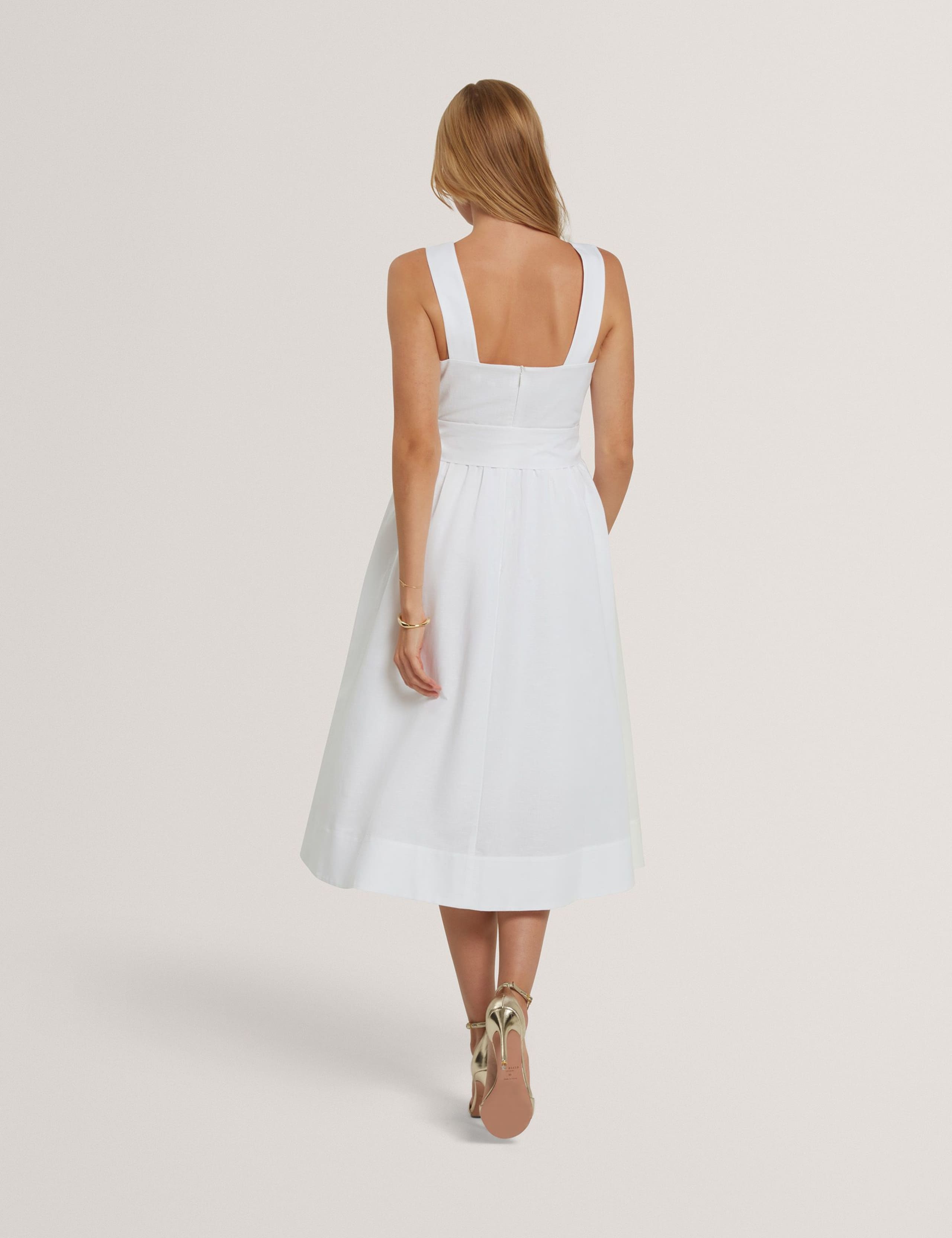 Linen Rich Floral Tie Waist Midi Dress 6 of 7