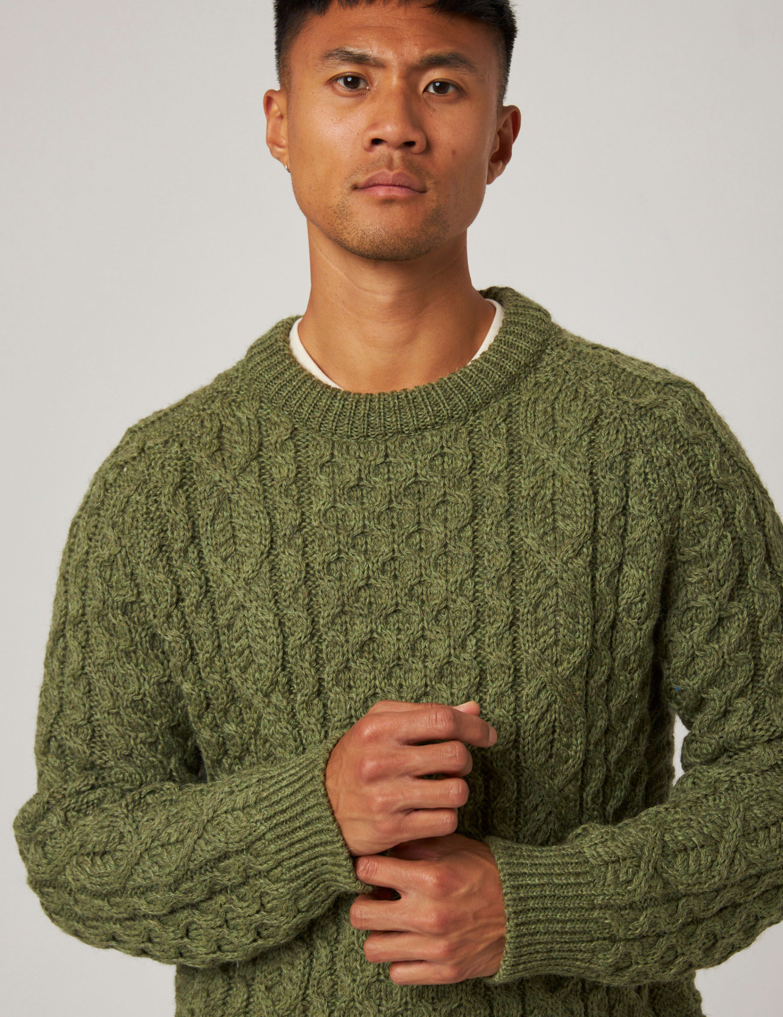 Pure Wool Cable Crew Neck Jumper 5 of 6