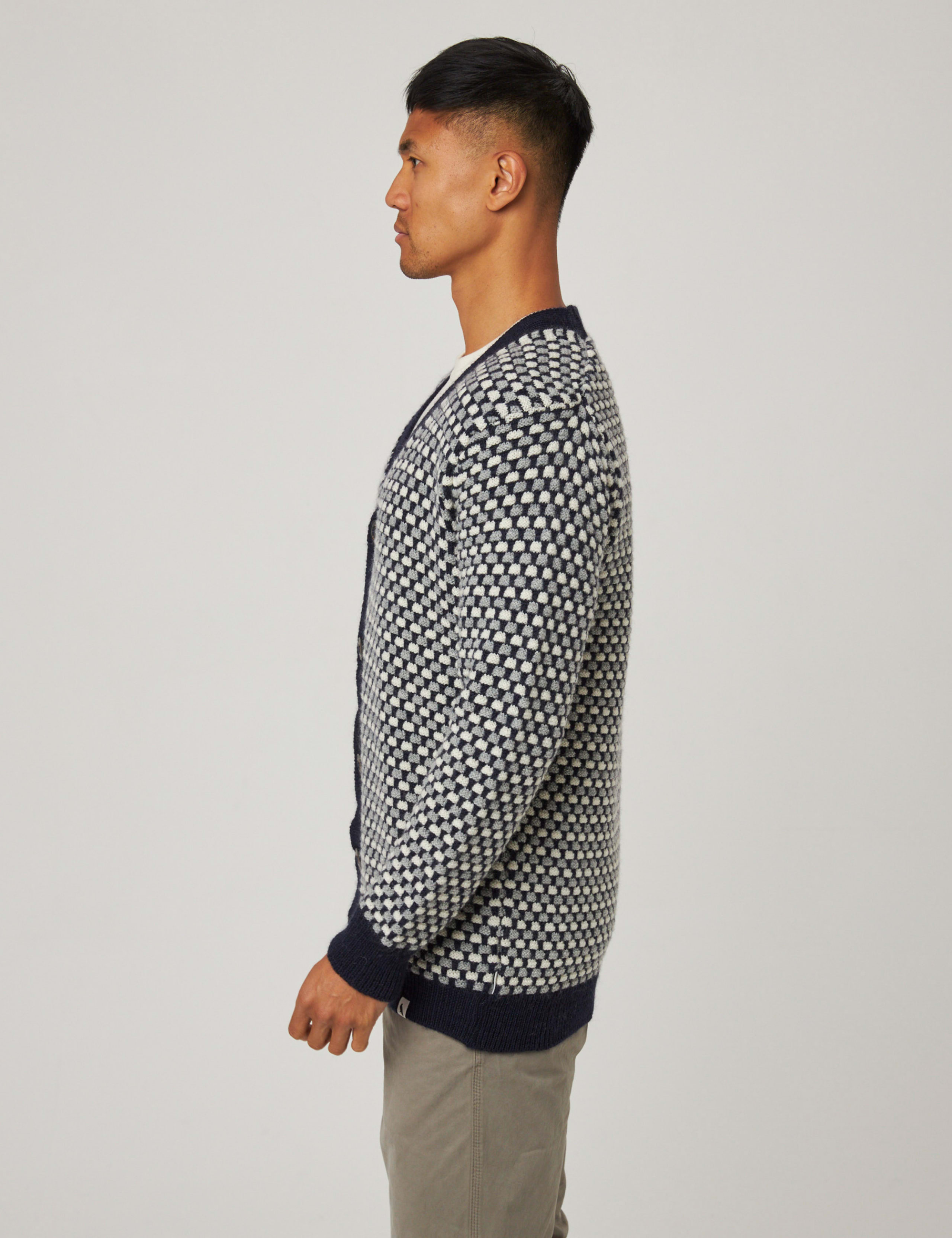 Pure Merino Wool Checked V-Neck Cardigan 5 of 6