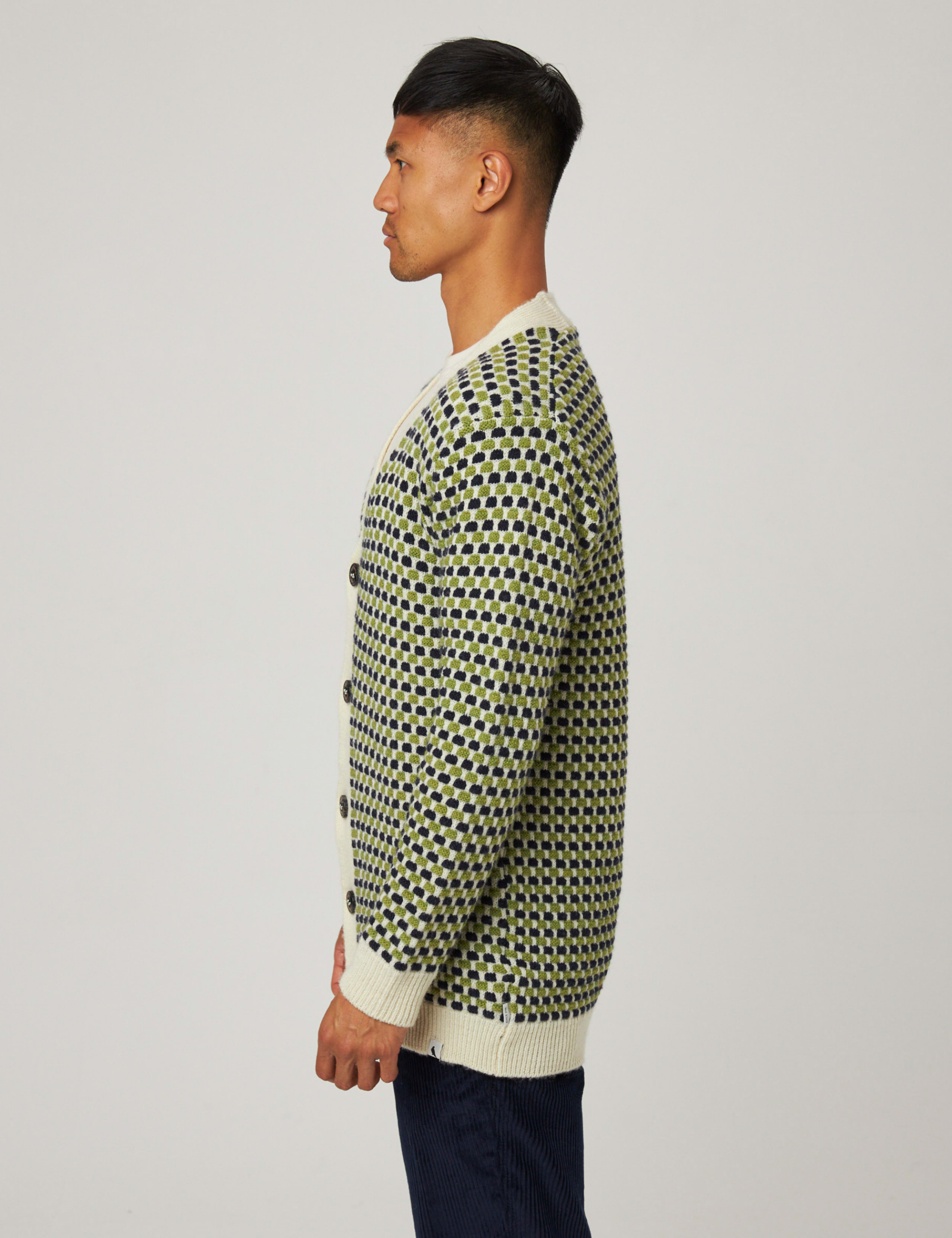 Pure Merino Wool Checked V-Neck Cardigan 5 of 6