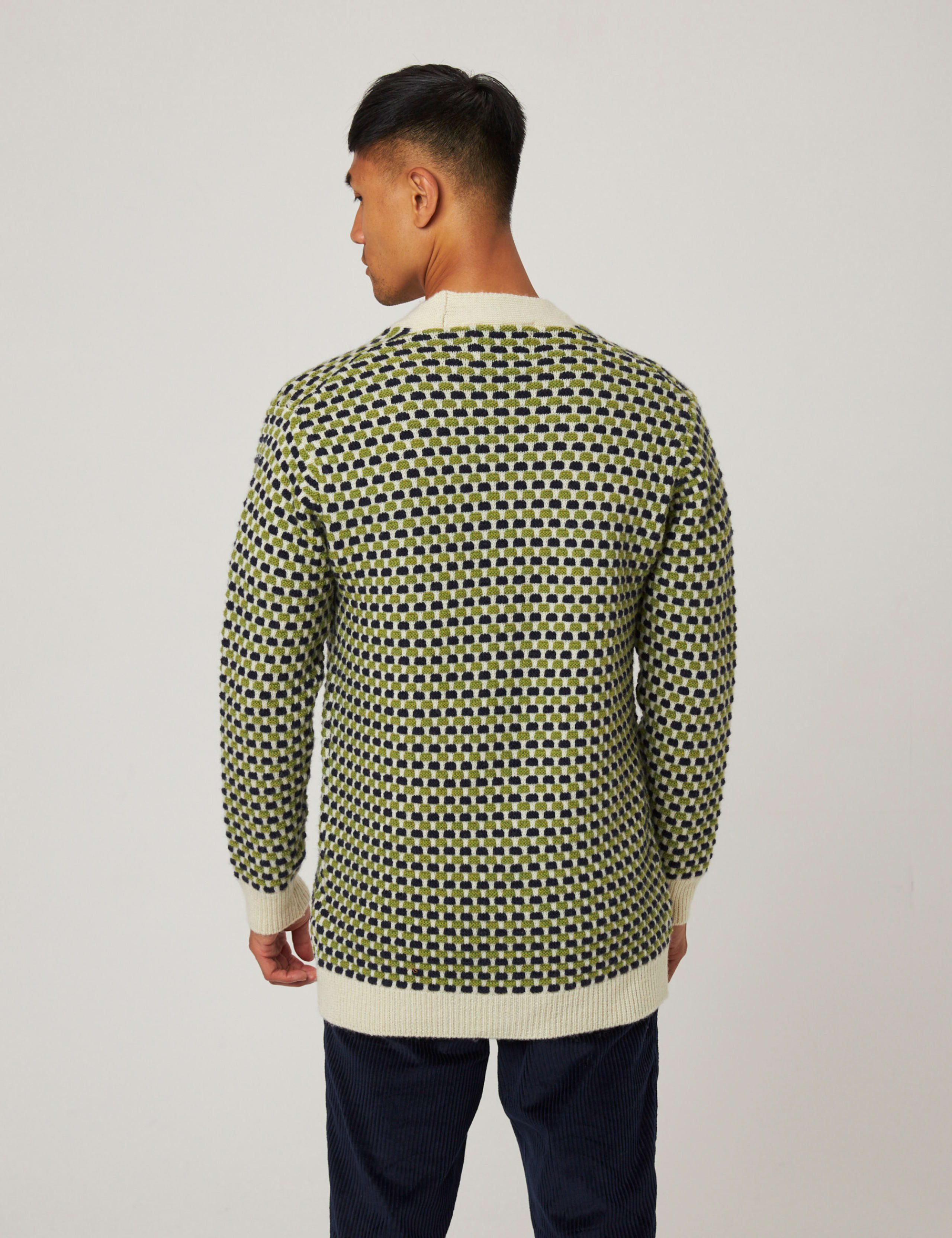 Pure Merino Wool Checked V-Neck Cardigan 6 of 6