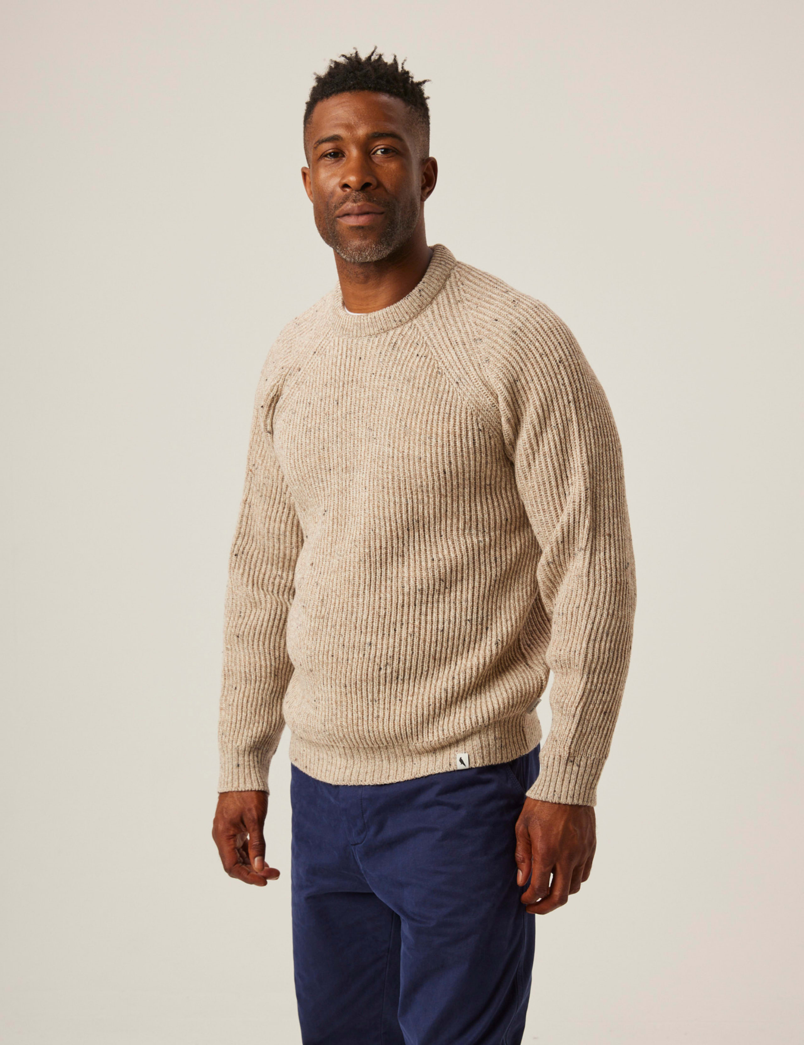 Pure Merino Wool Textured Crew Neck Jumper 1 of 5