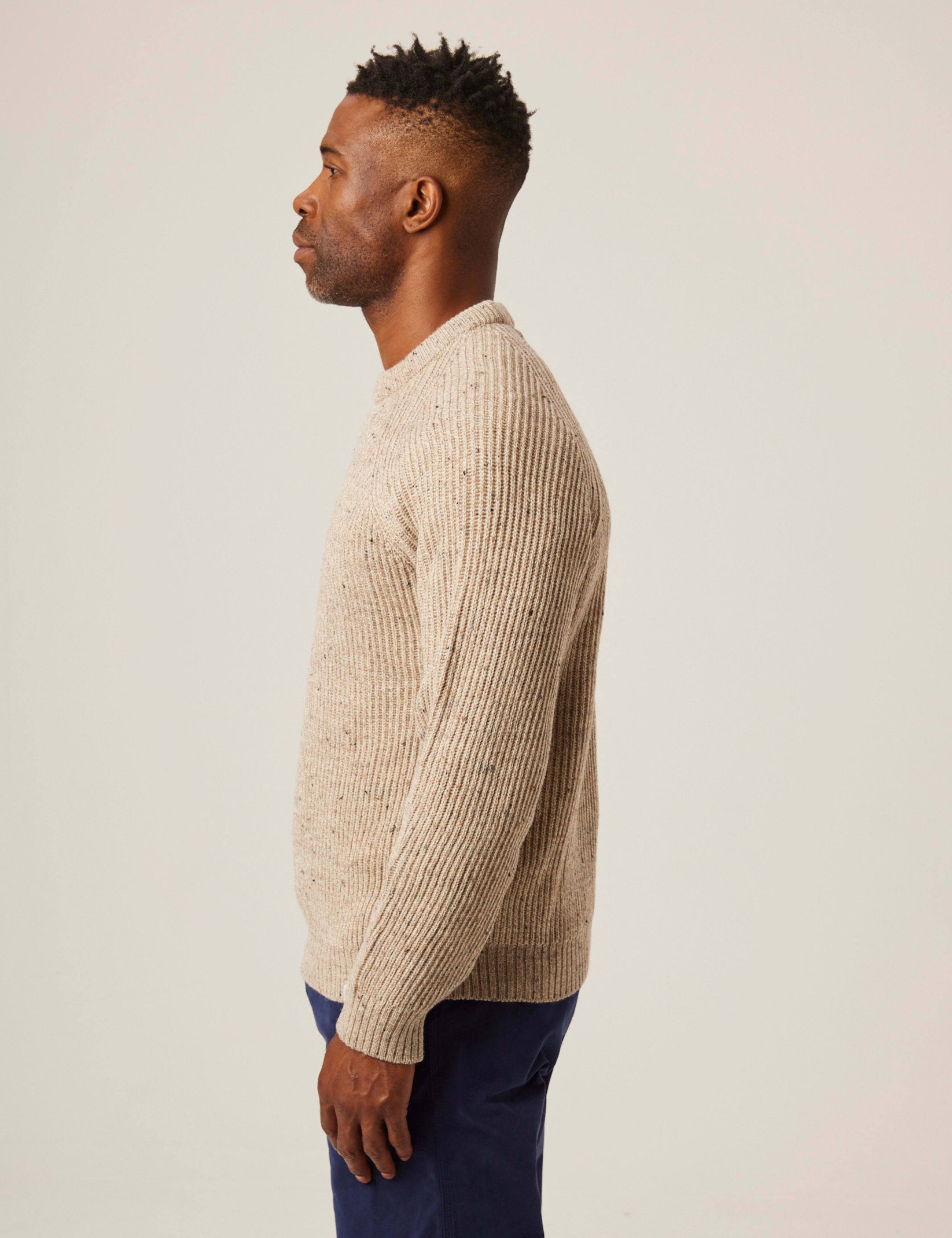 Pure Merino Wool Textured Crew Neck Jumper 4 of 5