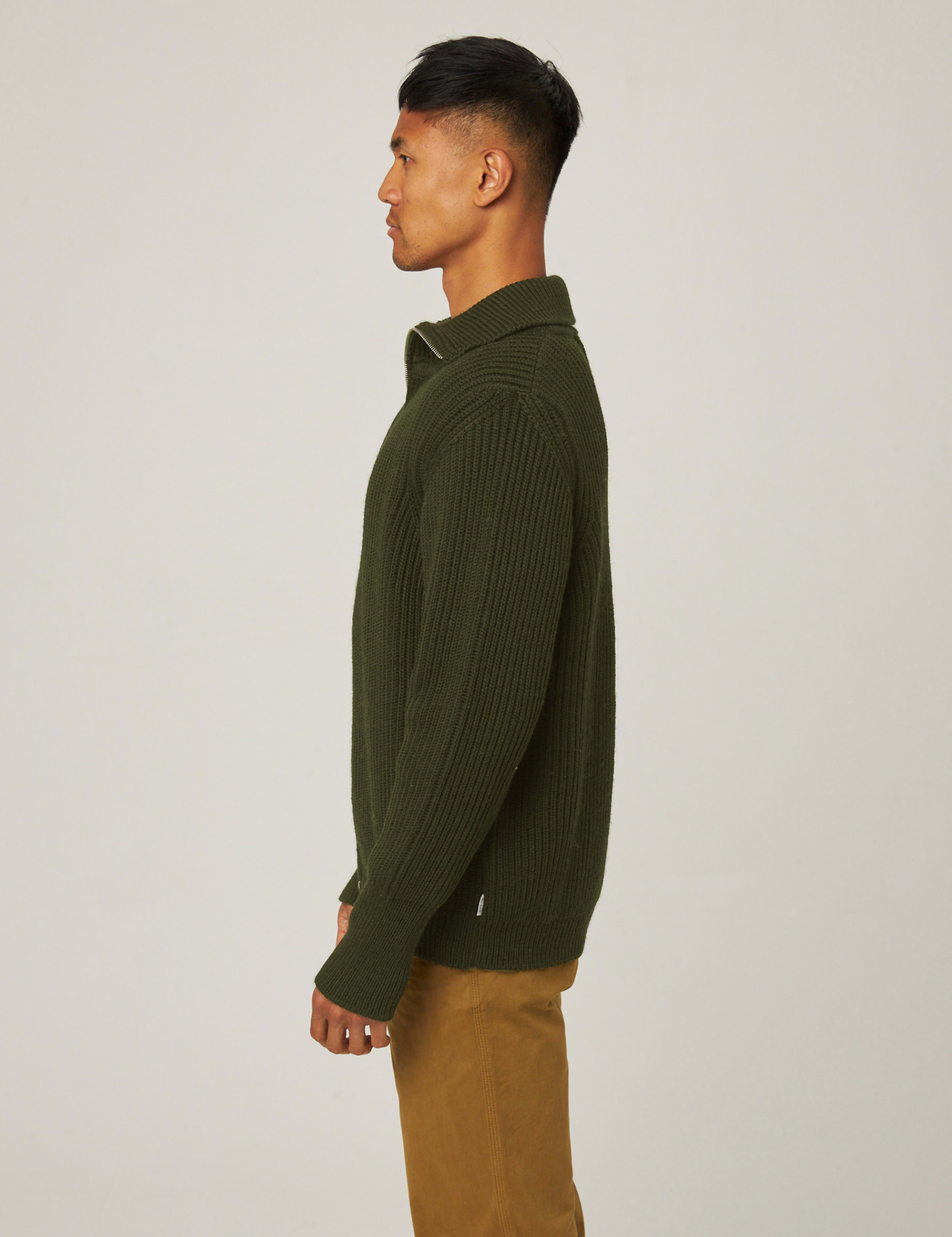 Pure Merino Wool Cable Funnel Neck Cardigan 5 of 6