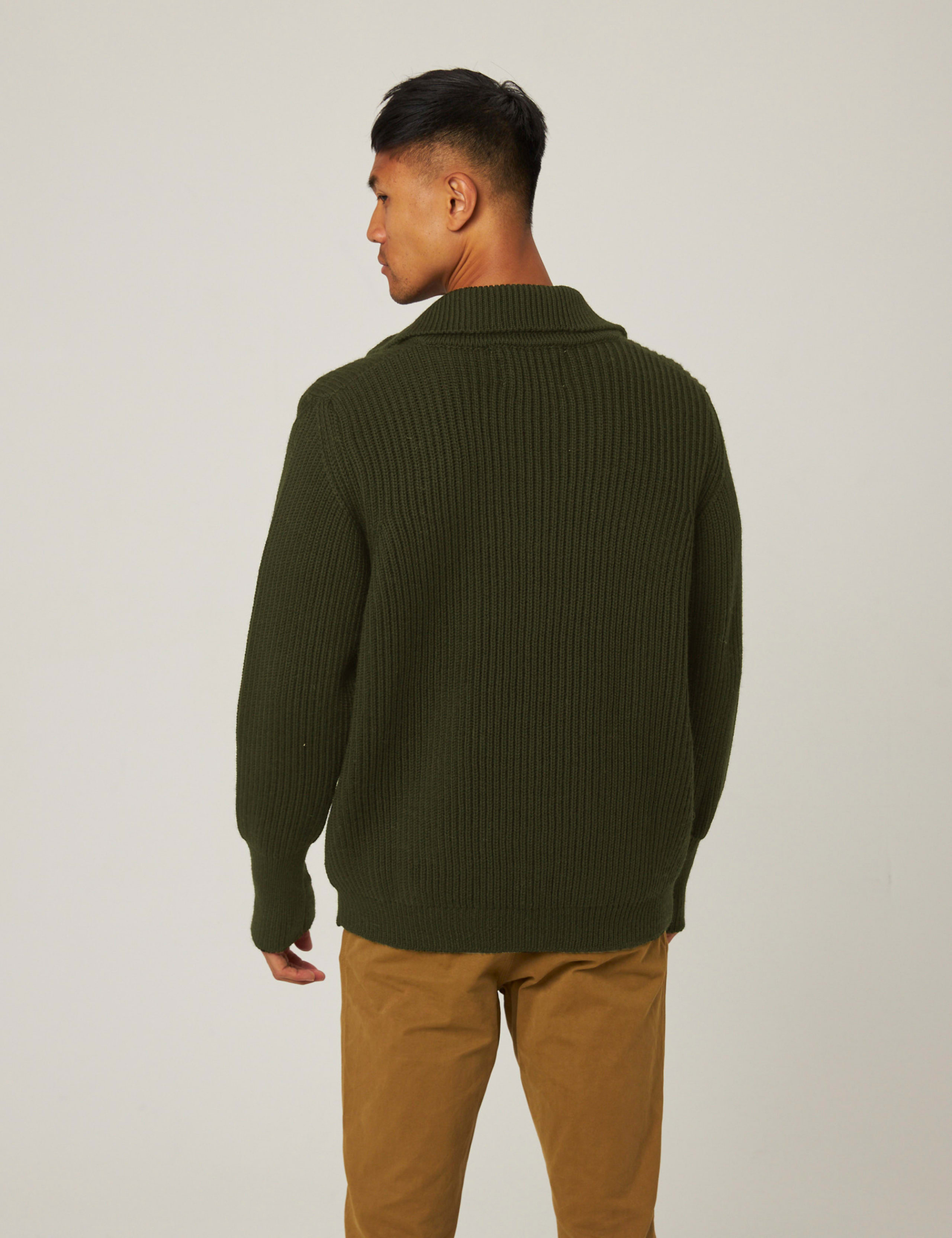 Pure Merino Wool Cable Funnel Neck Cardigan 6 of 6