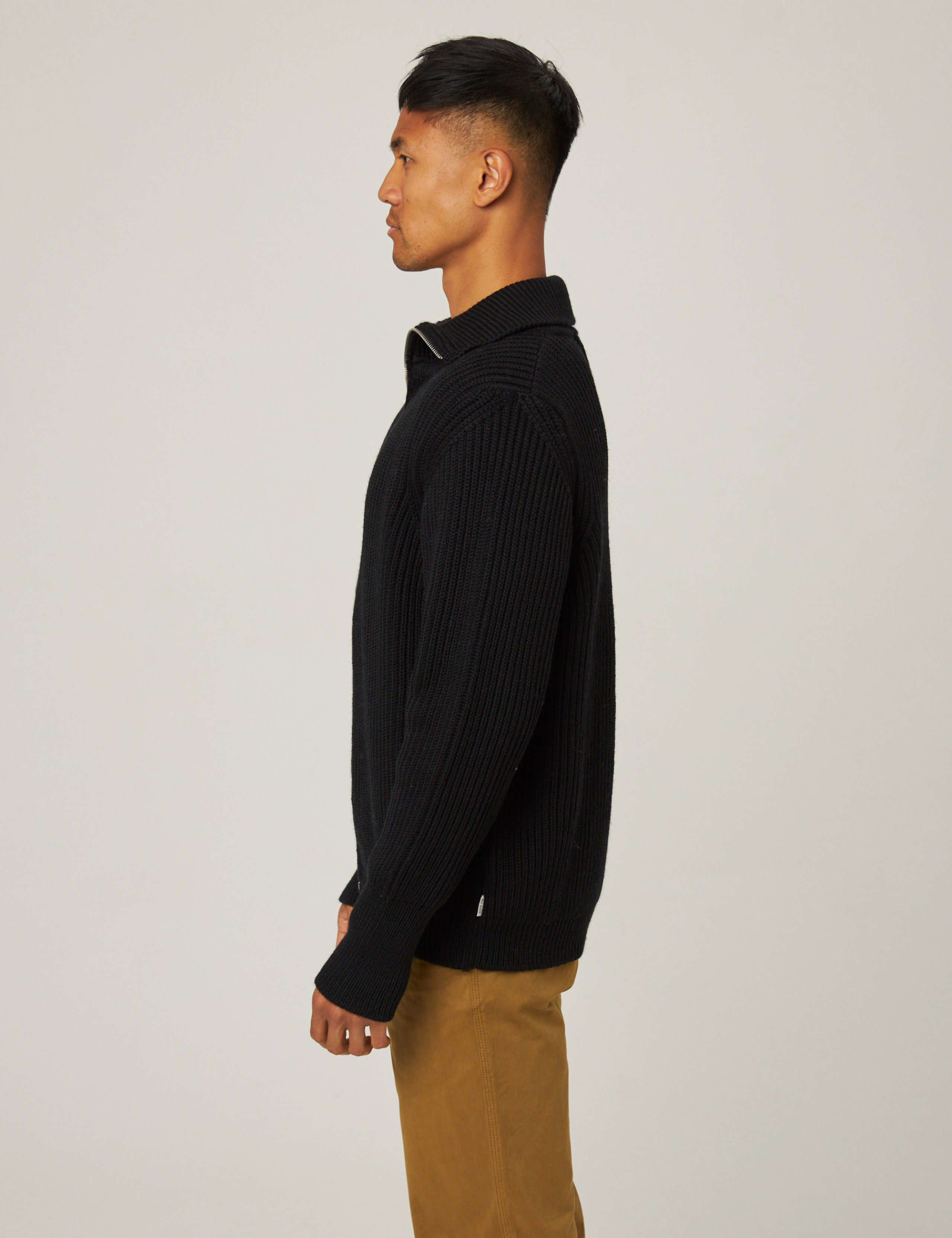 Pure Merino Wool Cable Funnel Neck Cardigan 6 of 8