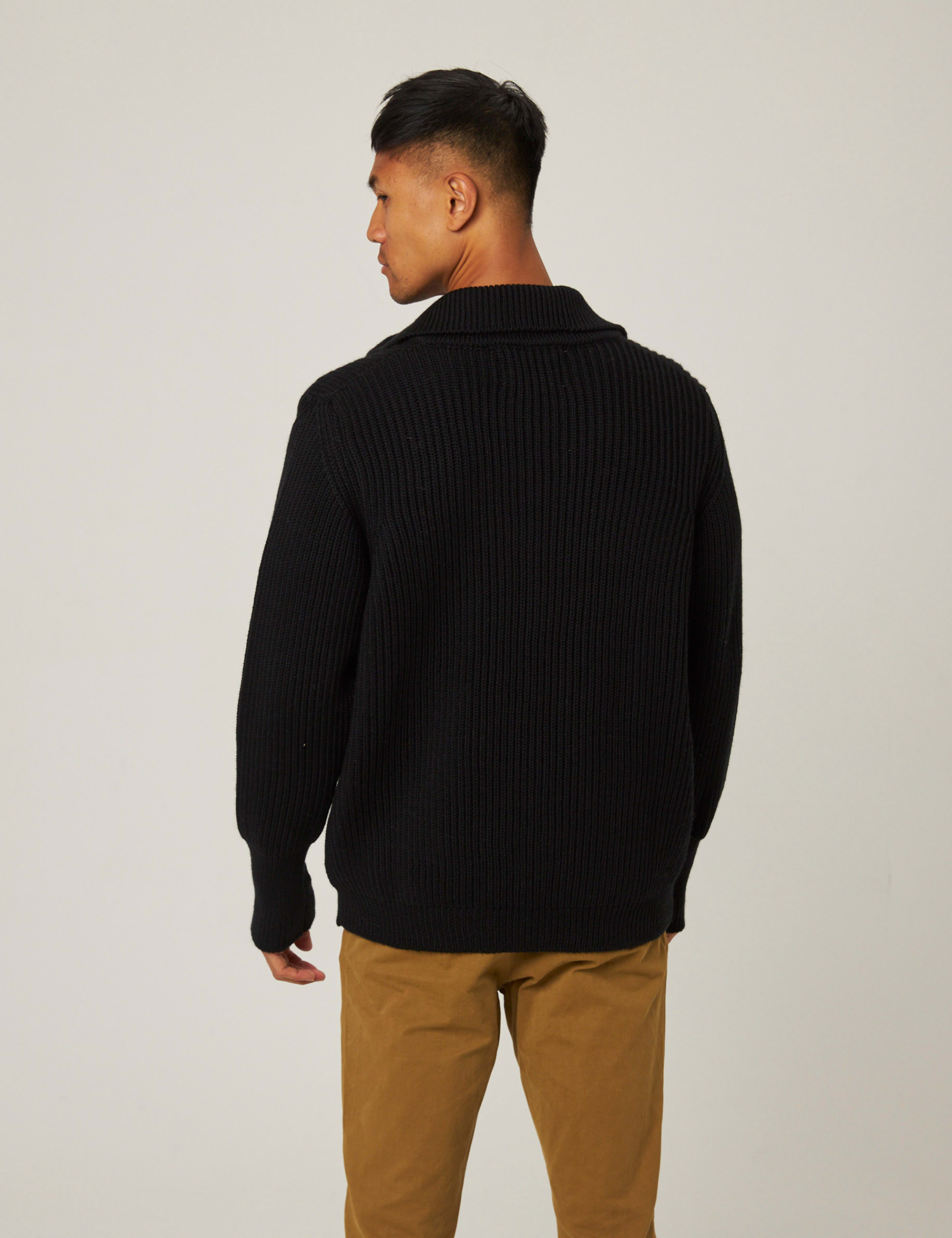 Pure Merino Wool Cable Funnel Neck Cardigan 8 of 8