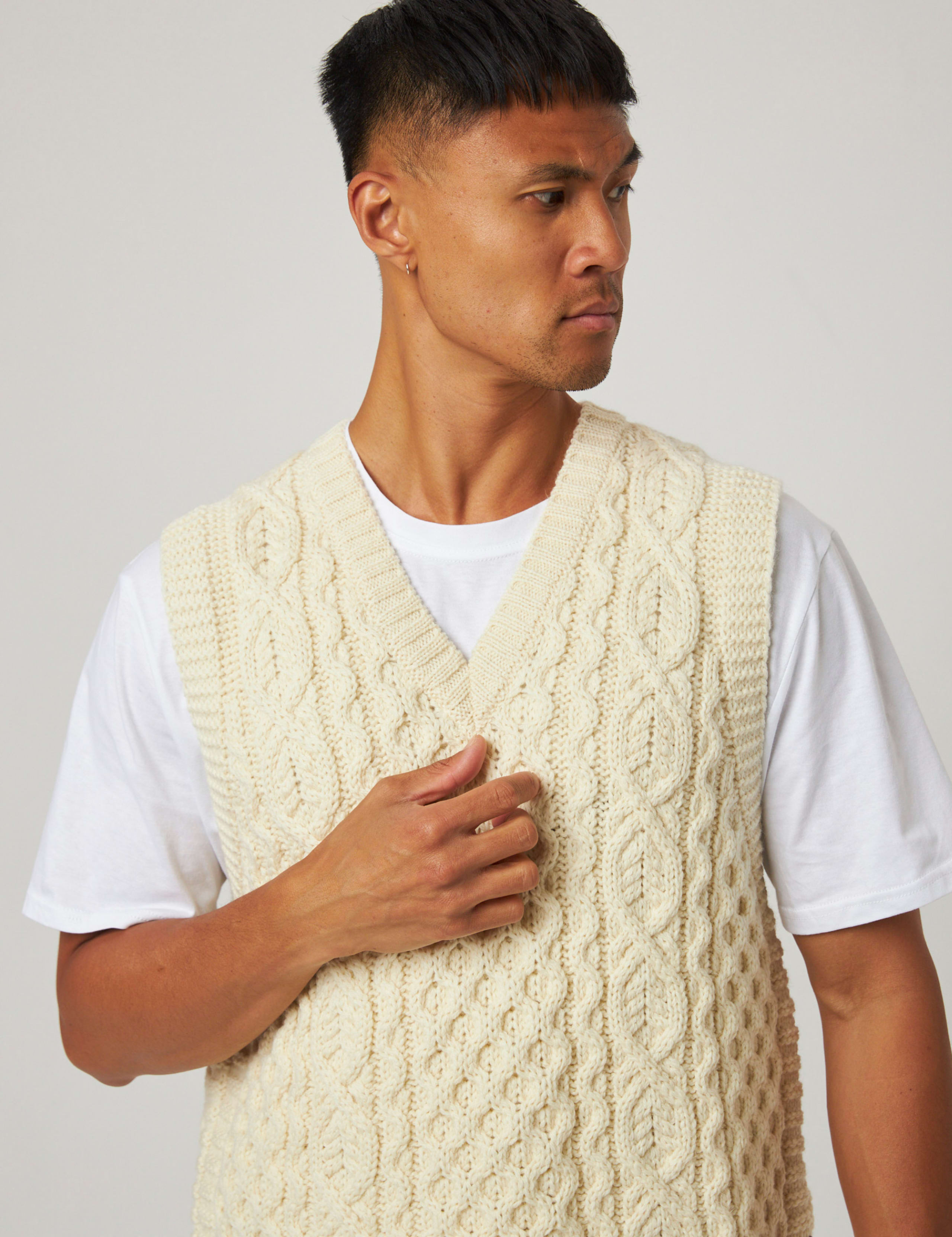 Pure Wool Cable V-Neck Knitted Vest 4 of 6