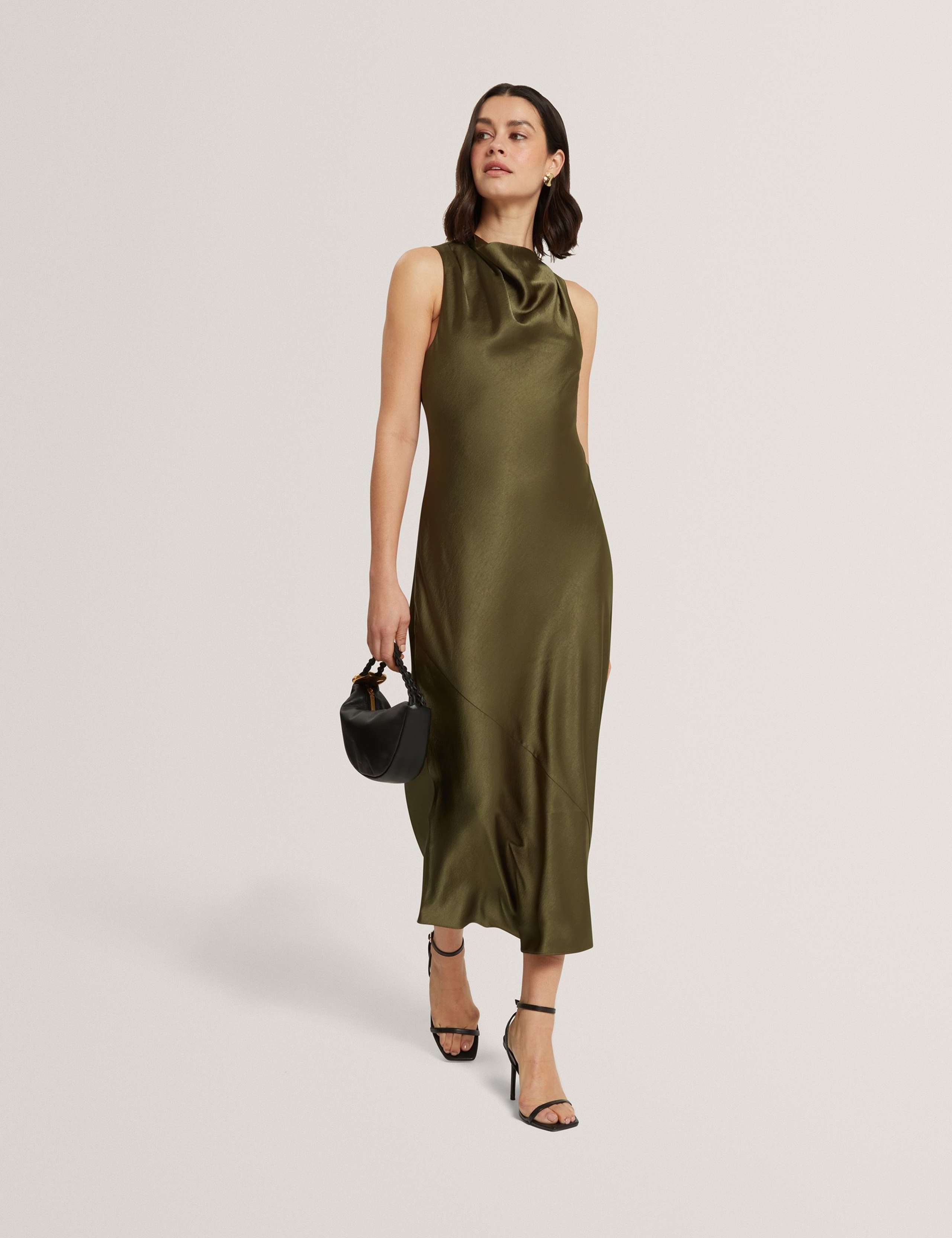 Satin Cowl Neck Midi Slip Dress 3 of 7