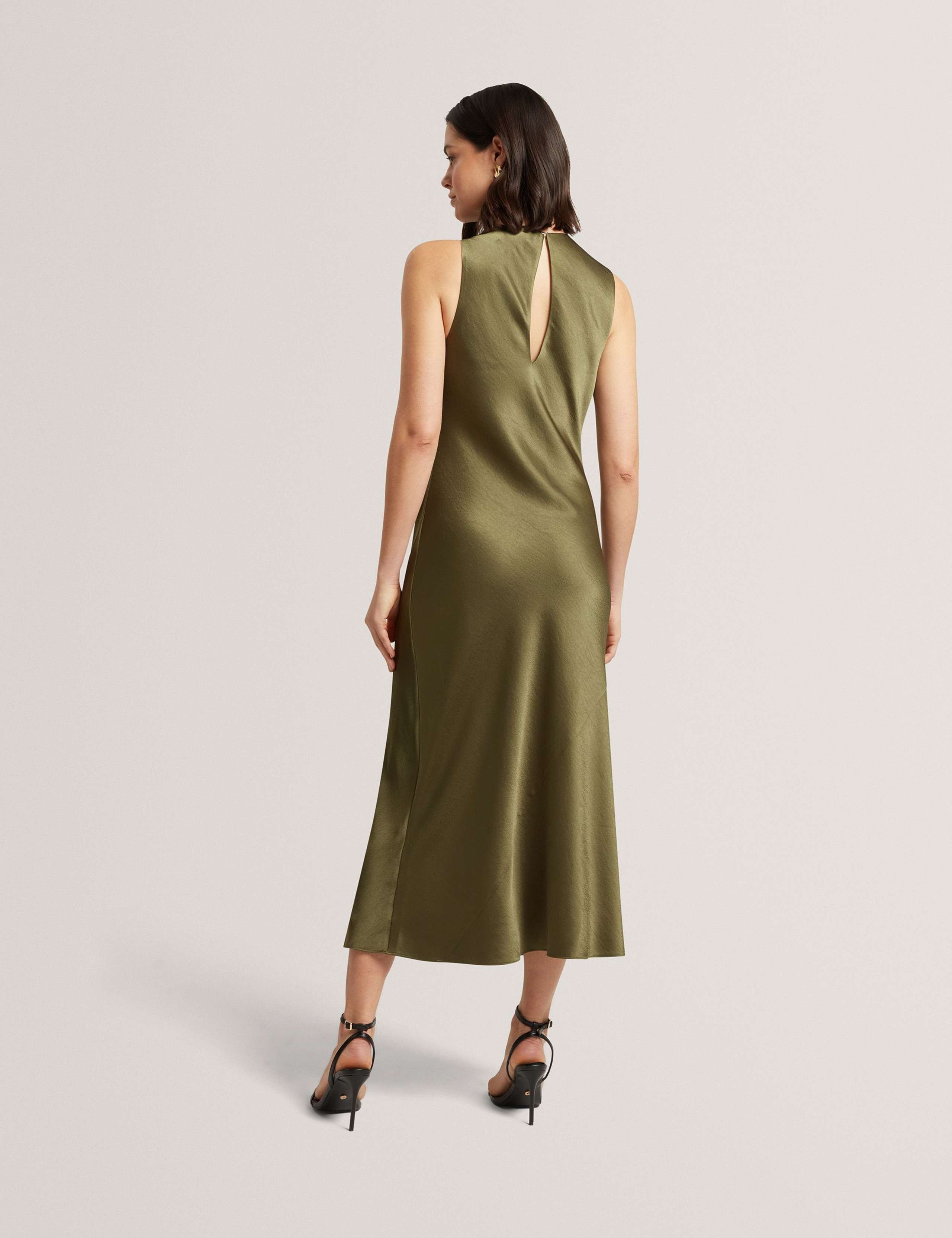 Satin Cowl Neck Midi Slip Dress 4 of 7