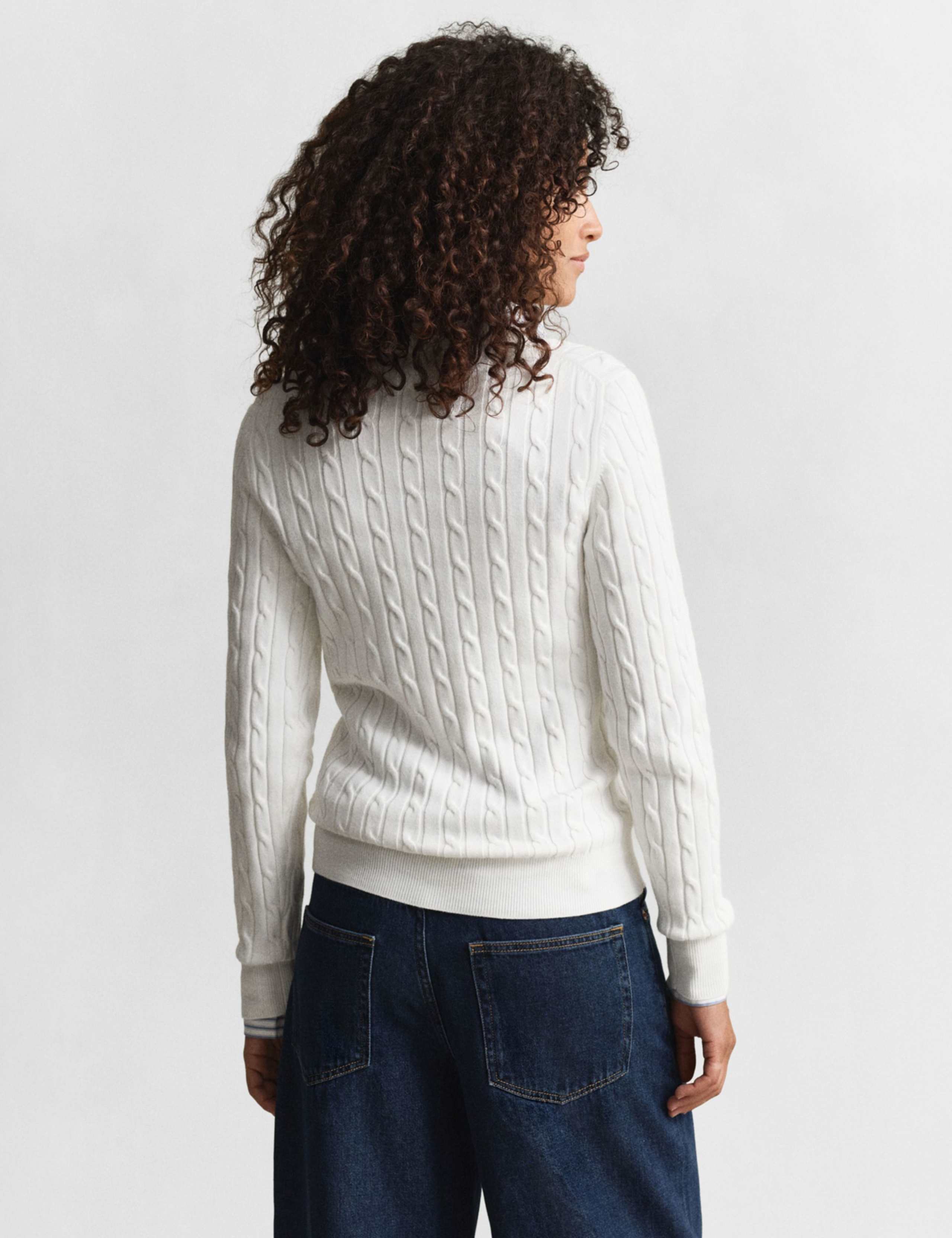 Cotton Rich Cable Knit V-Neck Jumper 4 of 4
