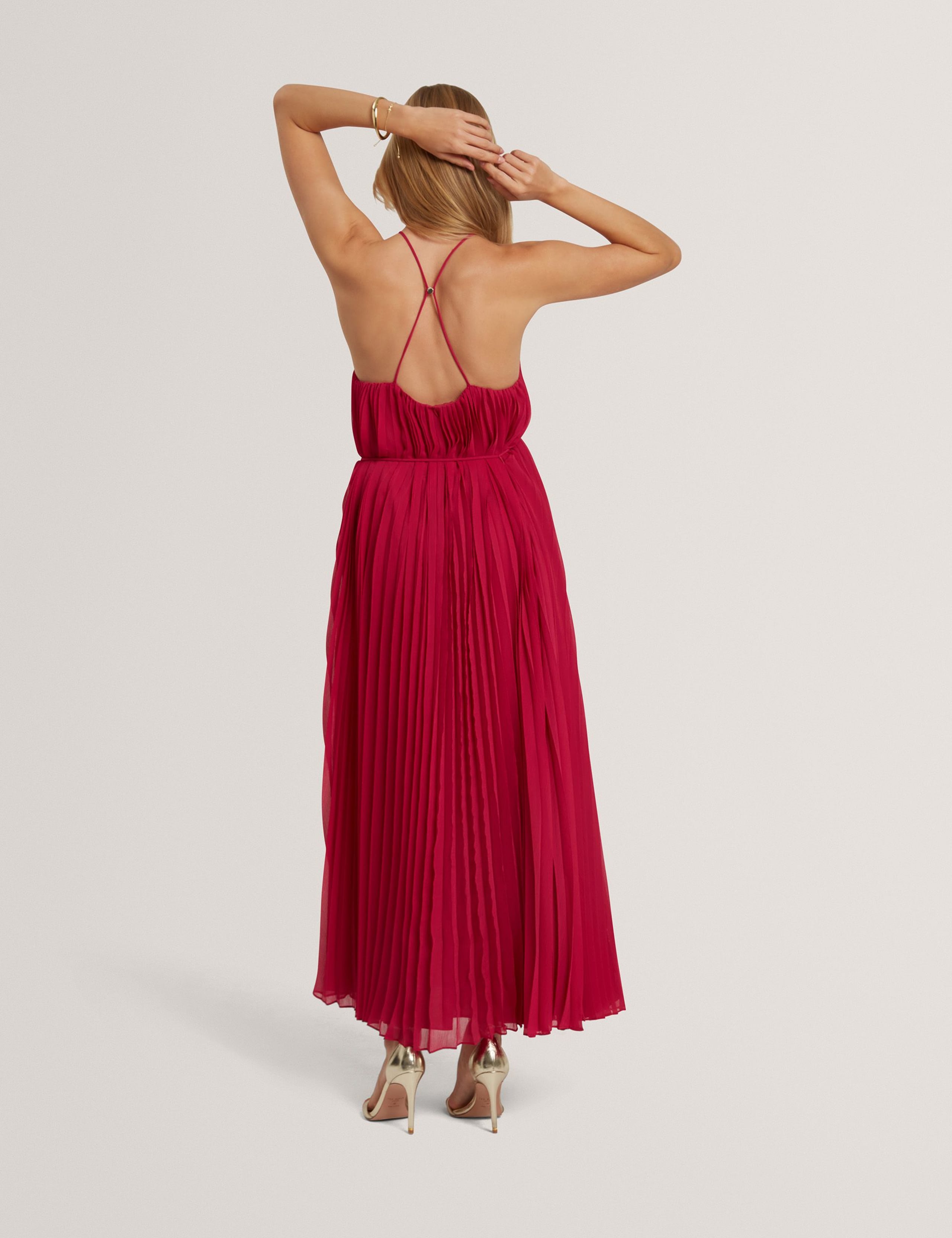 Pleated Halter Neck Maxi Waisted Dress 5 of 7