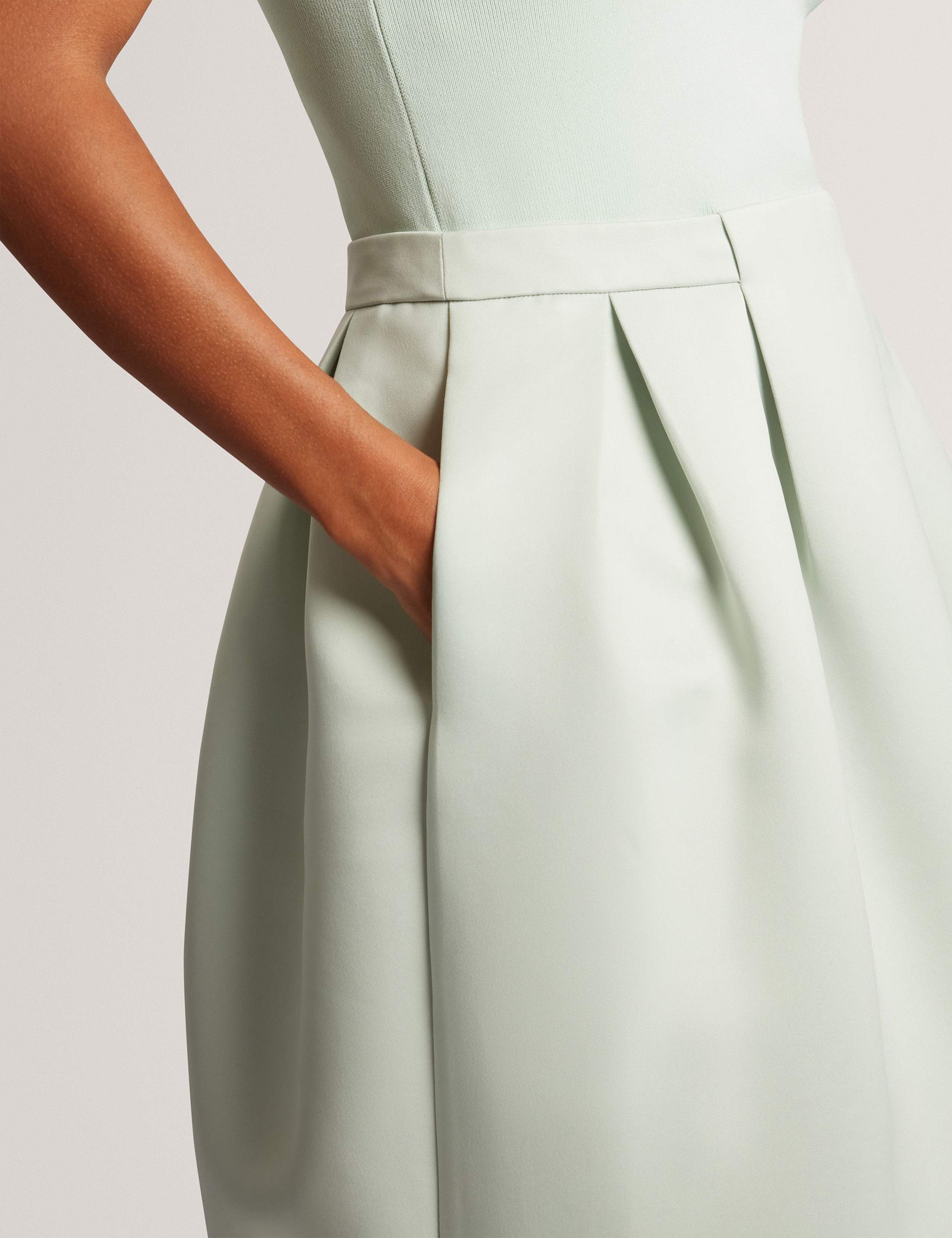 V-Neck Pleated Skirt Midi Dress 5 of 7