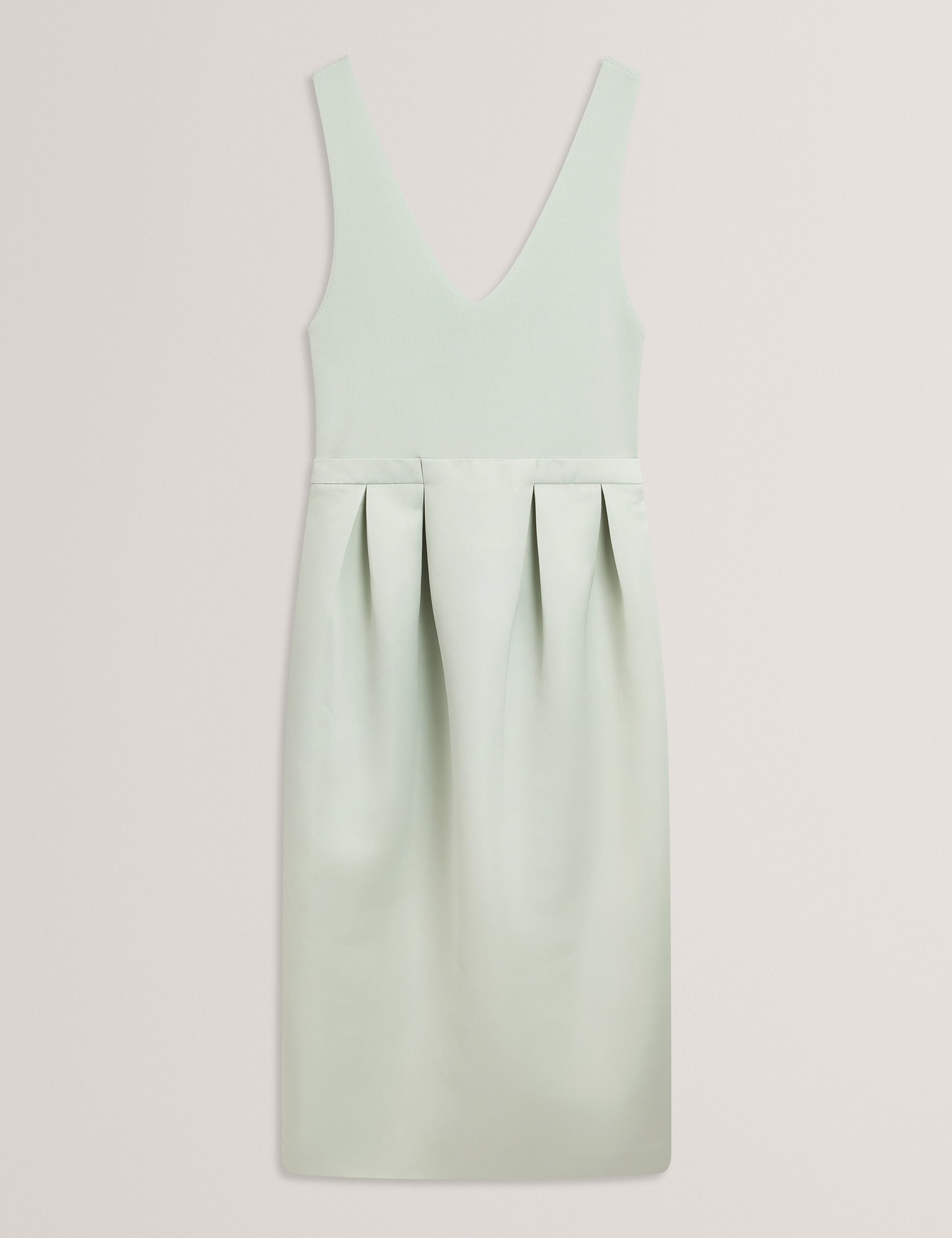 V-Neck Pleated Skirt Midi Dress 2 of 7