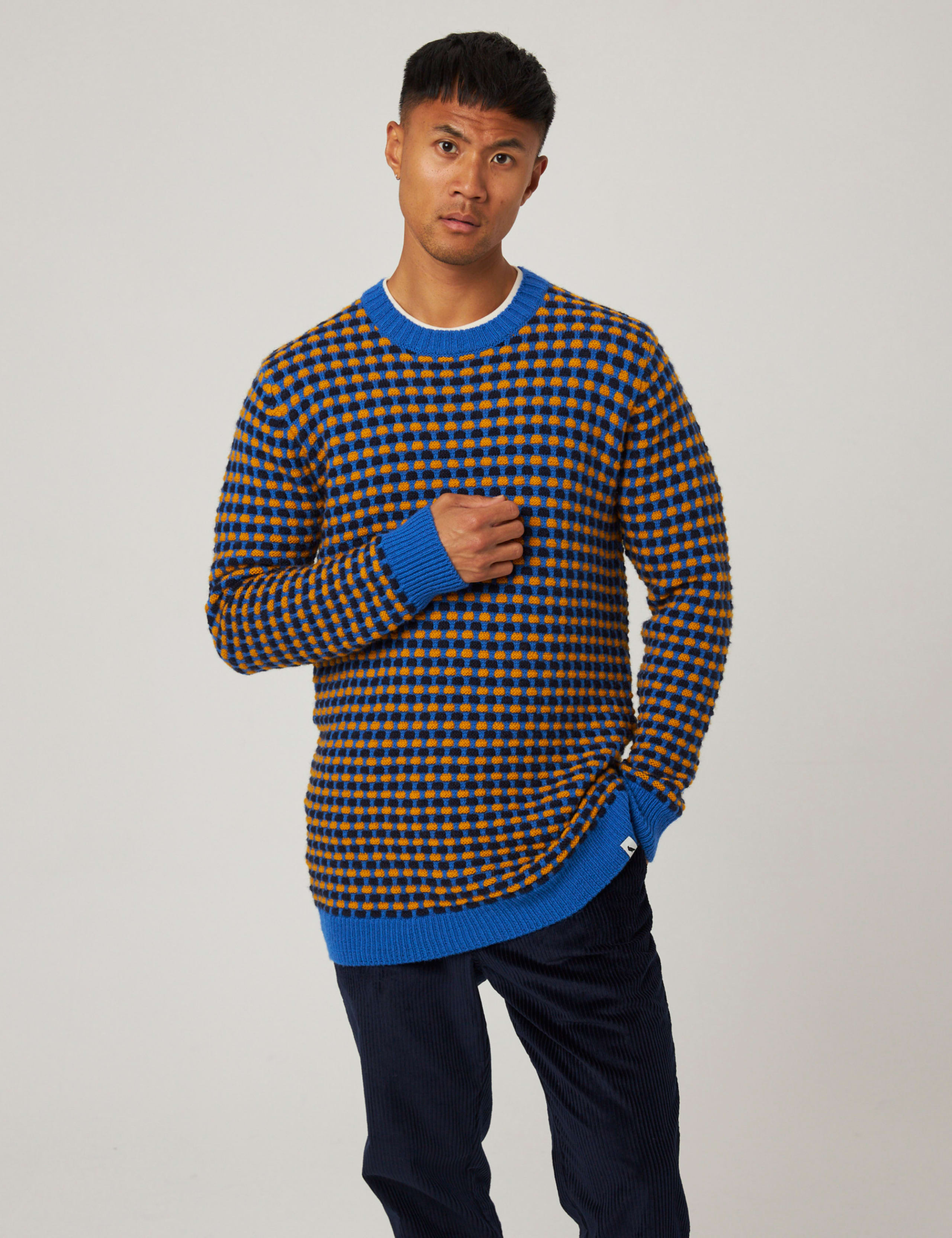 Pure Merino Wool Textured Crew Neck Jumper 1 of 5