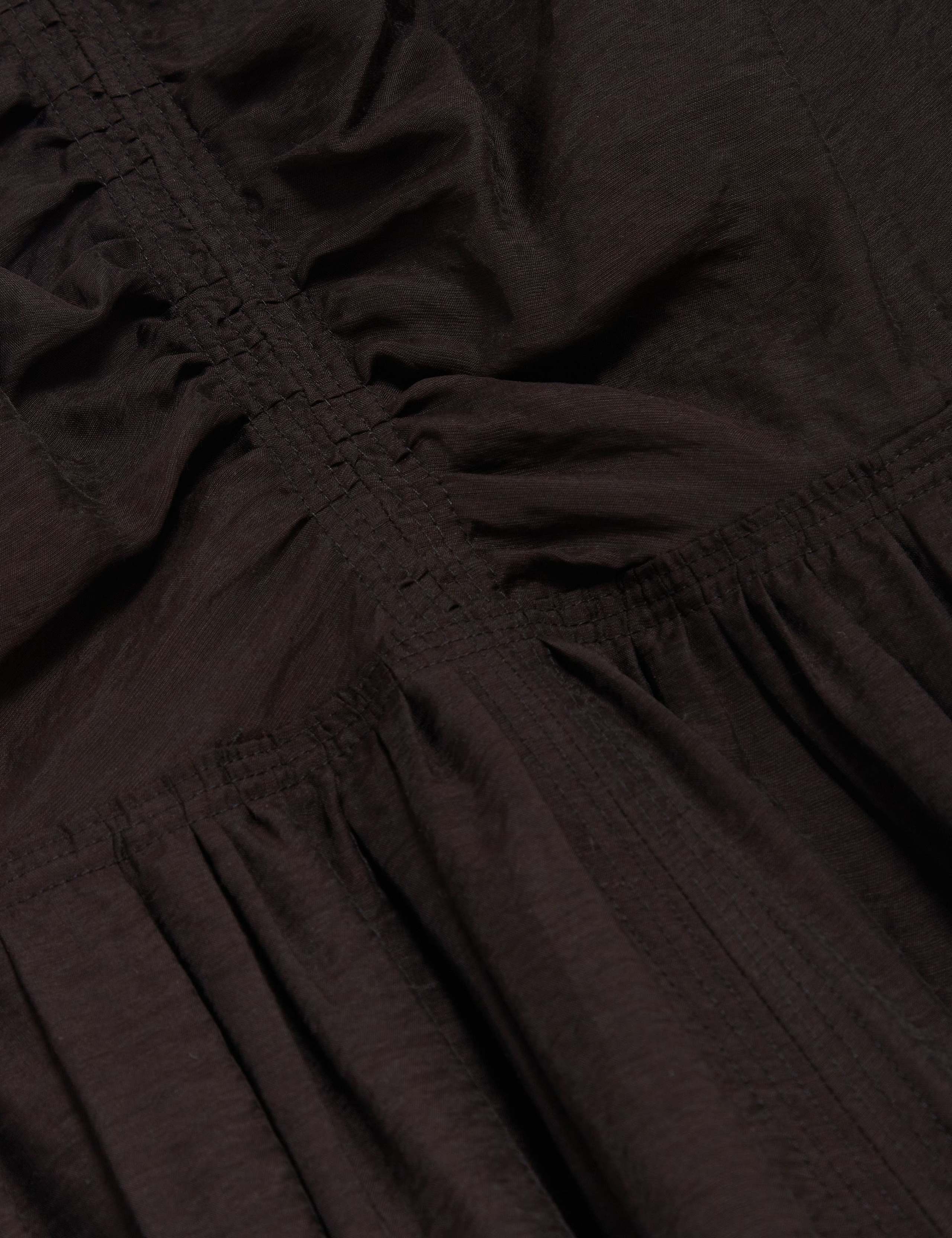 Puff Sleeve Ruched Midi Waisted Dress 6 of 7