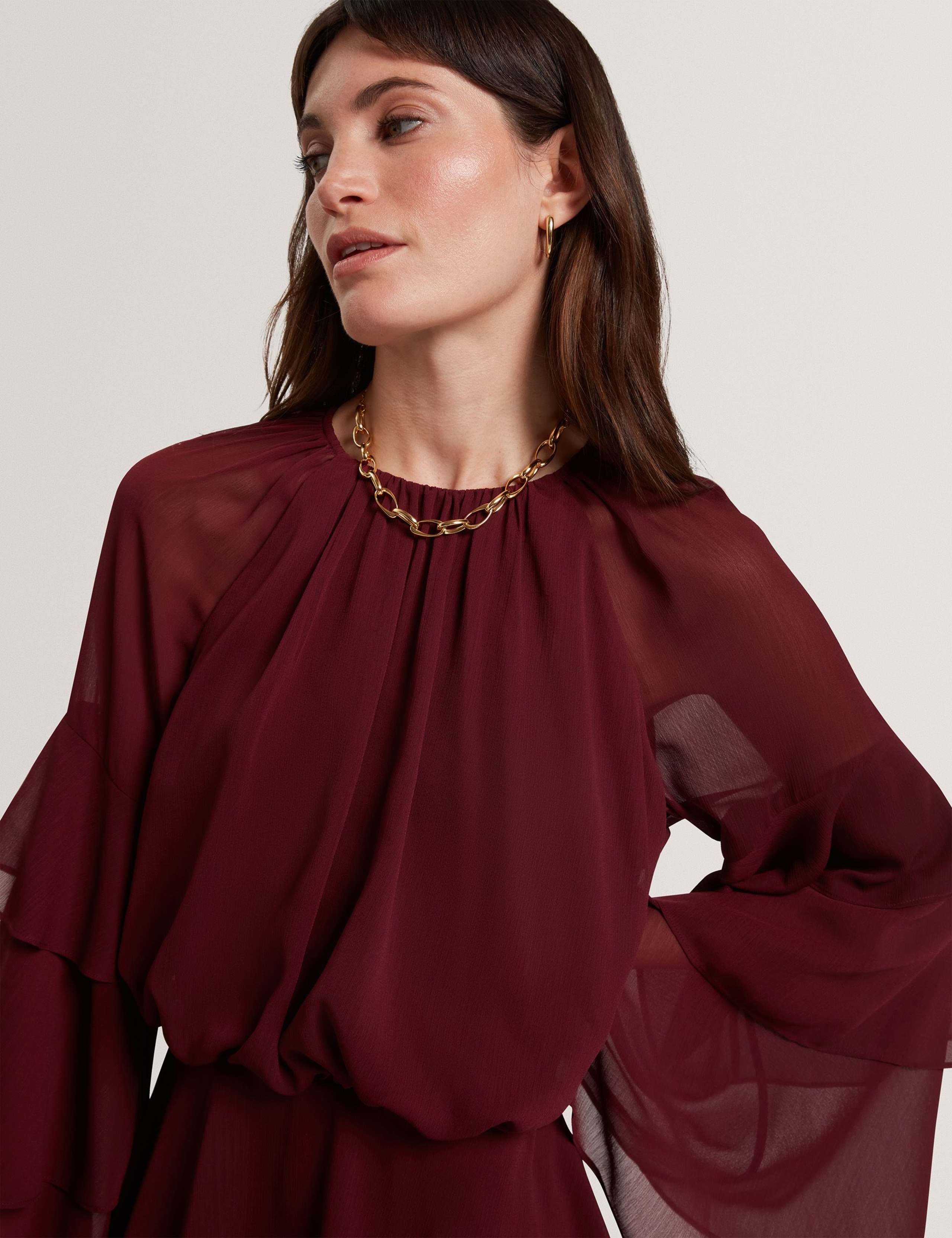 High Neck Gathered Mini Tiered Dress 4 of 7