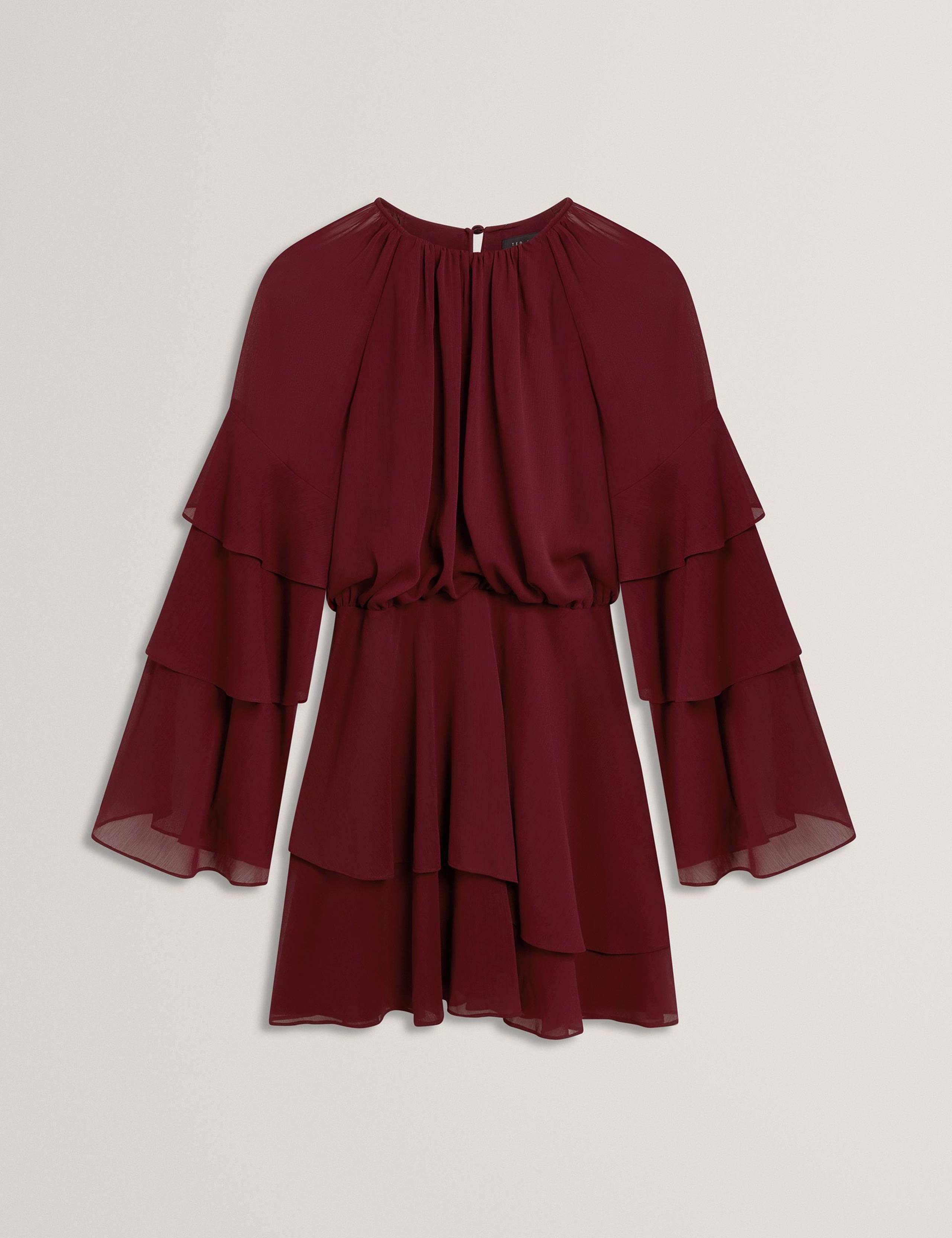 High Neck Gathered Mini Tiered Dress 2 of 7