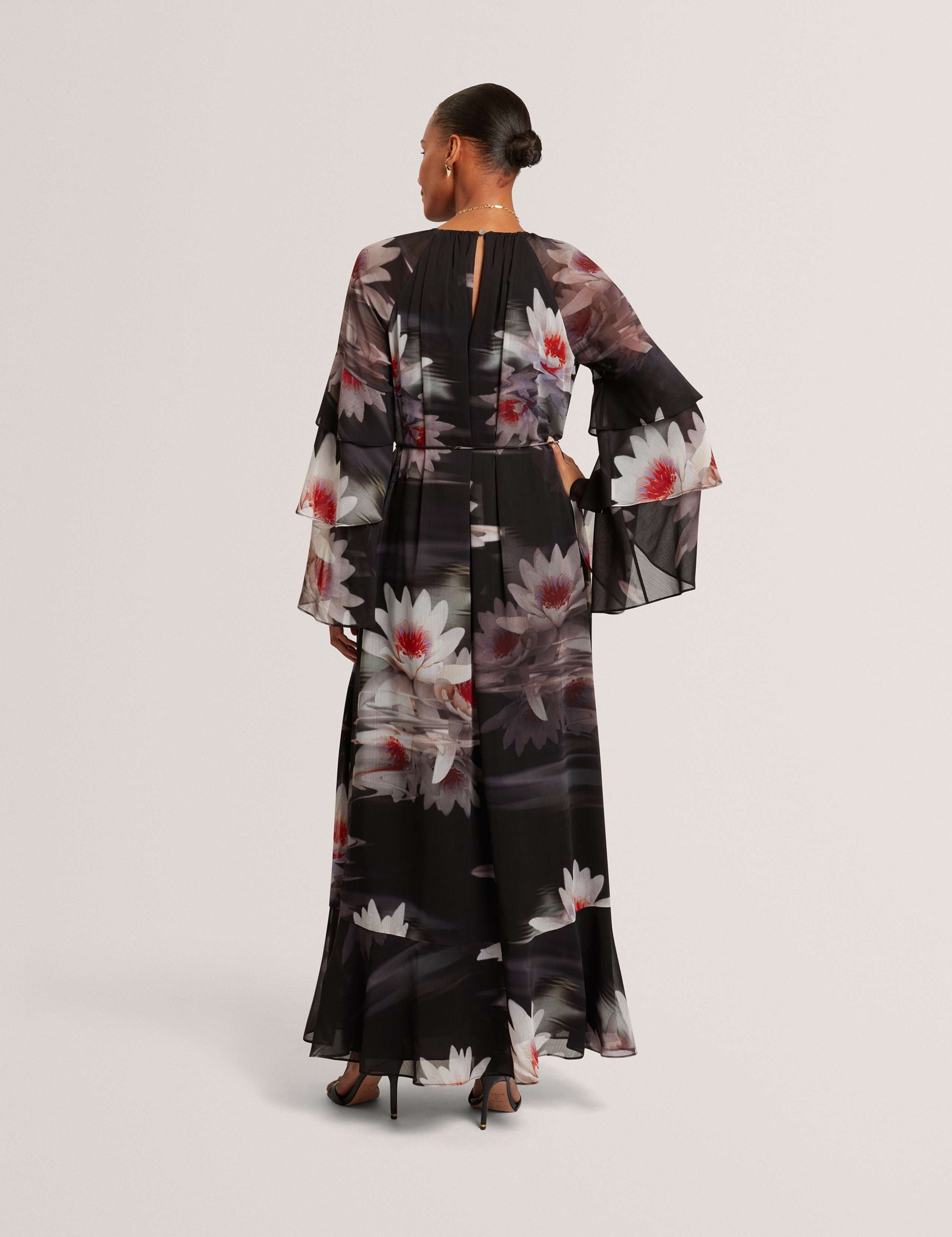 Floral Ruffle Sleeve Gathered Maxi Dress 5 of 7