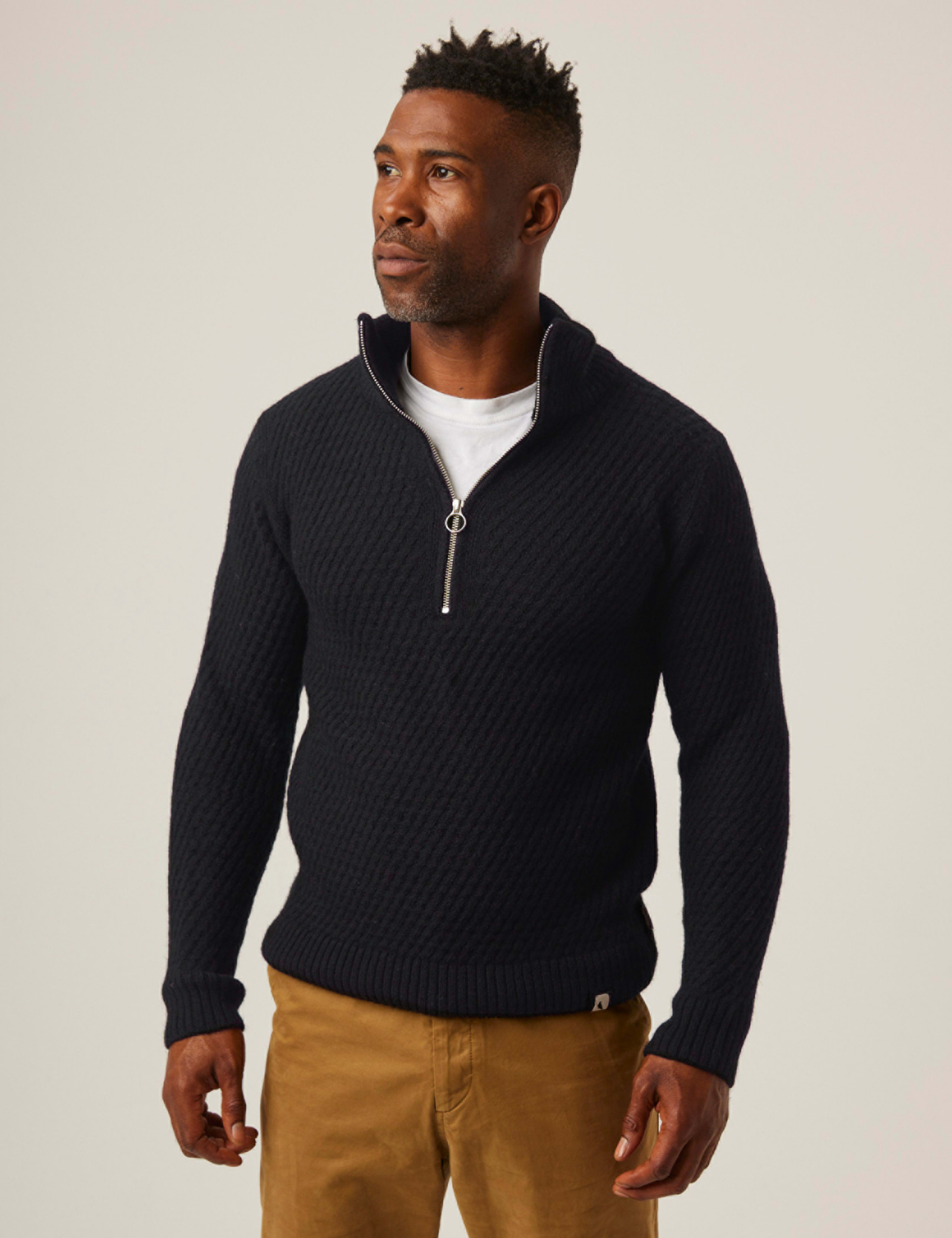 Pure Merino Wool Ribbed Half Zip Jumper 1 of 6