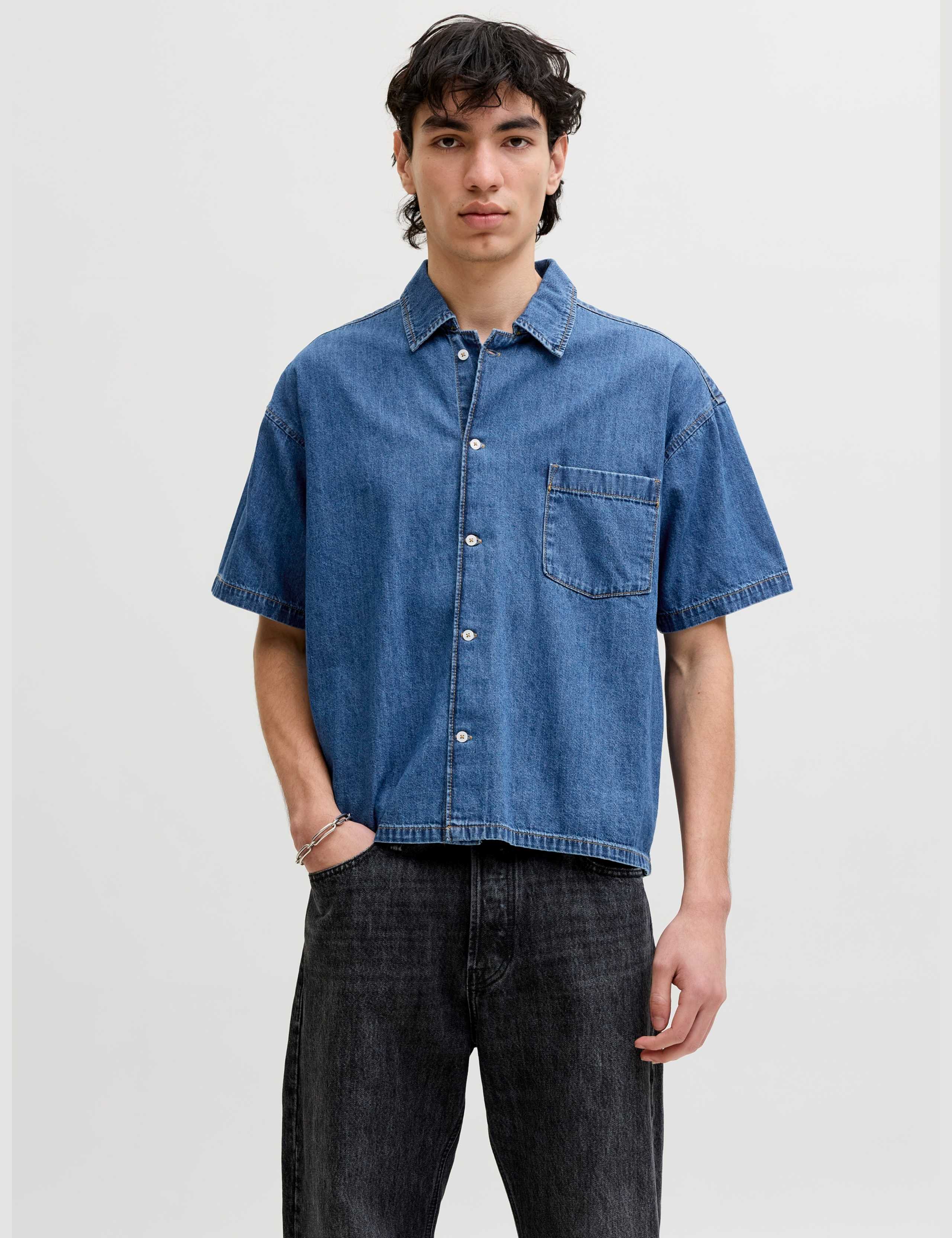 Regular Fit Short Sleeve Denim Shirt 1 of 6
