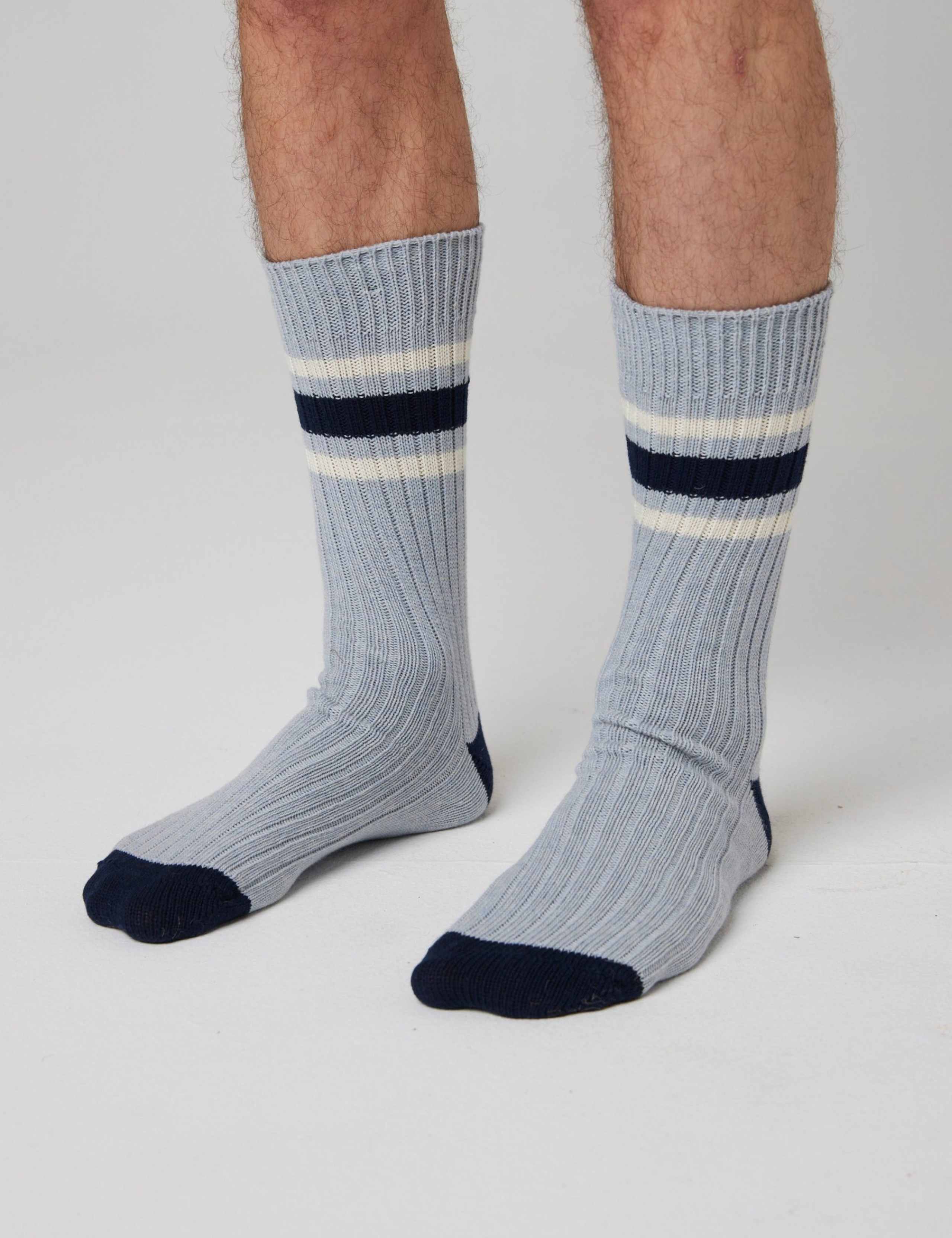Striped Pure Cotton Ribbed Socks 2 of 2