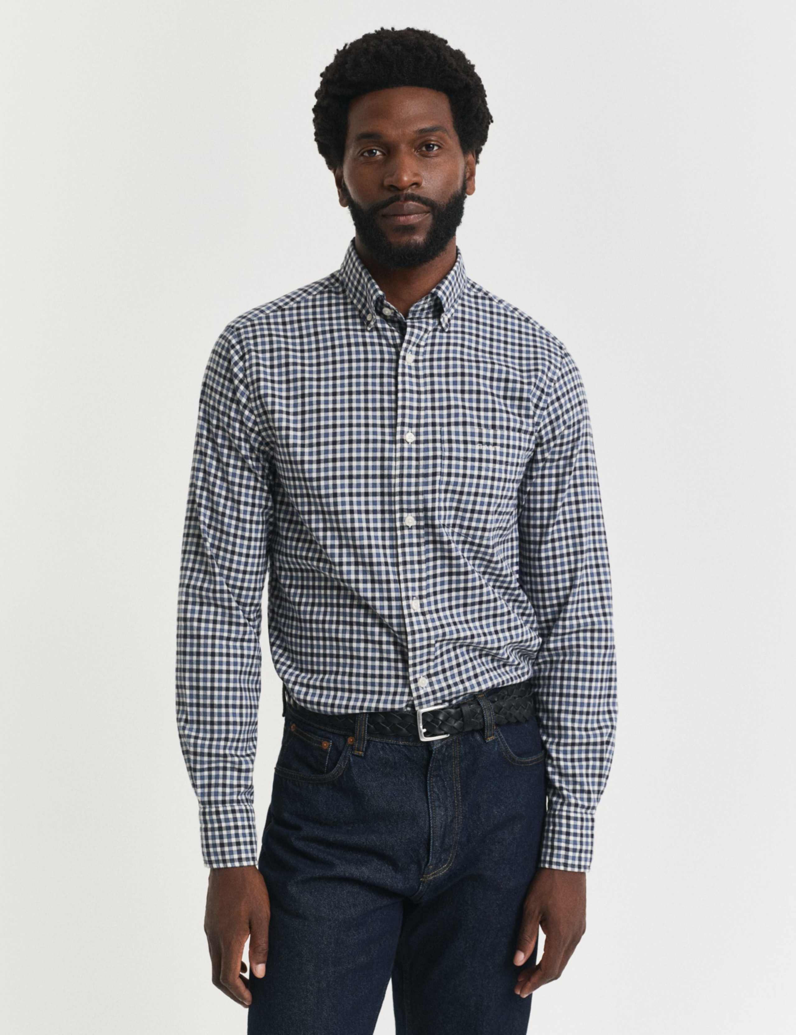 Regular Fit Pure Cotton Gingham Oxford Shirt 3 of 5