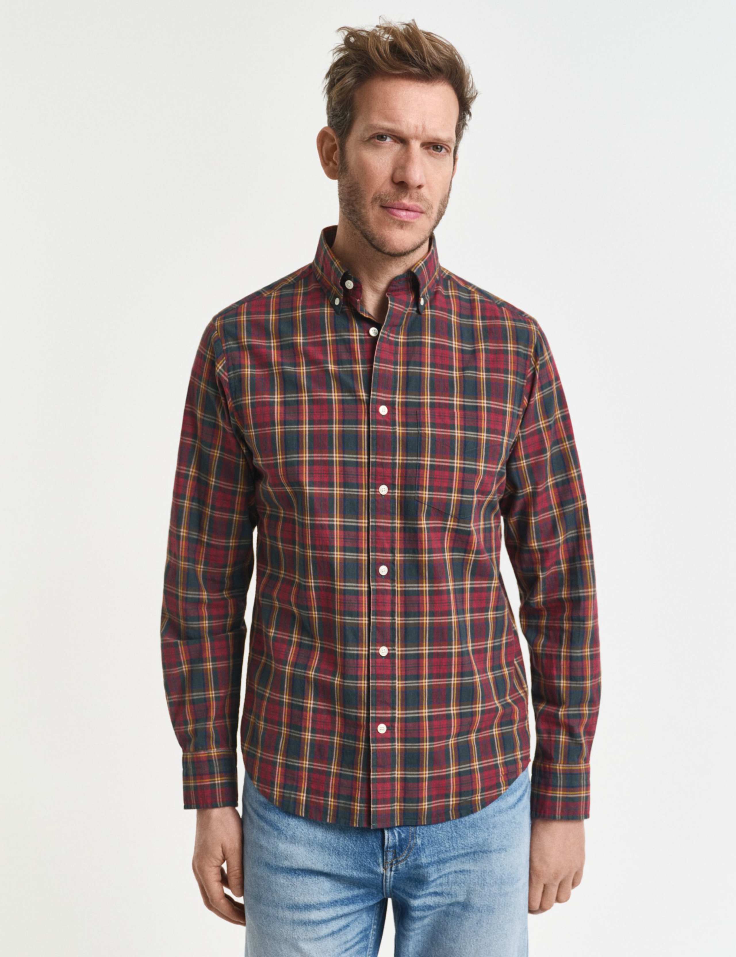 Regular Fit Pure Cotton Poplin Check Shirt 1 of 6