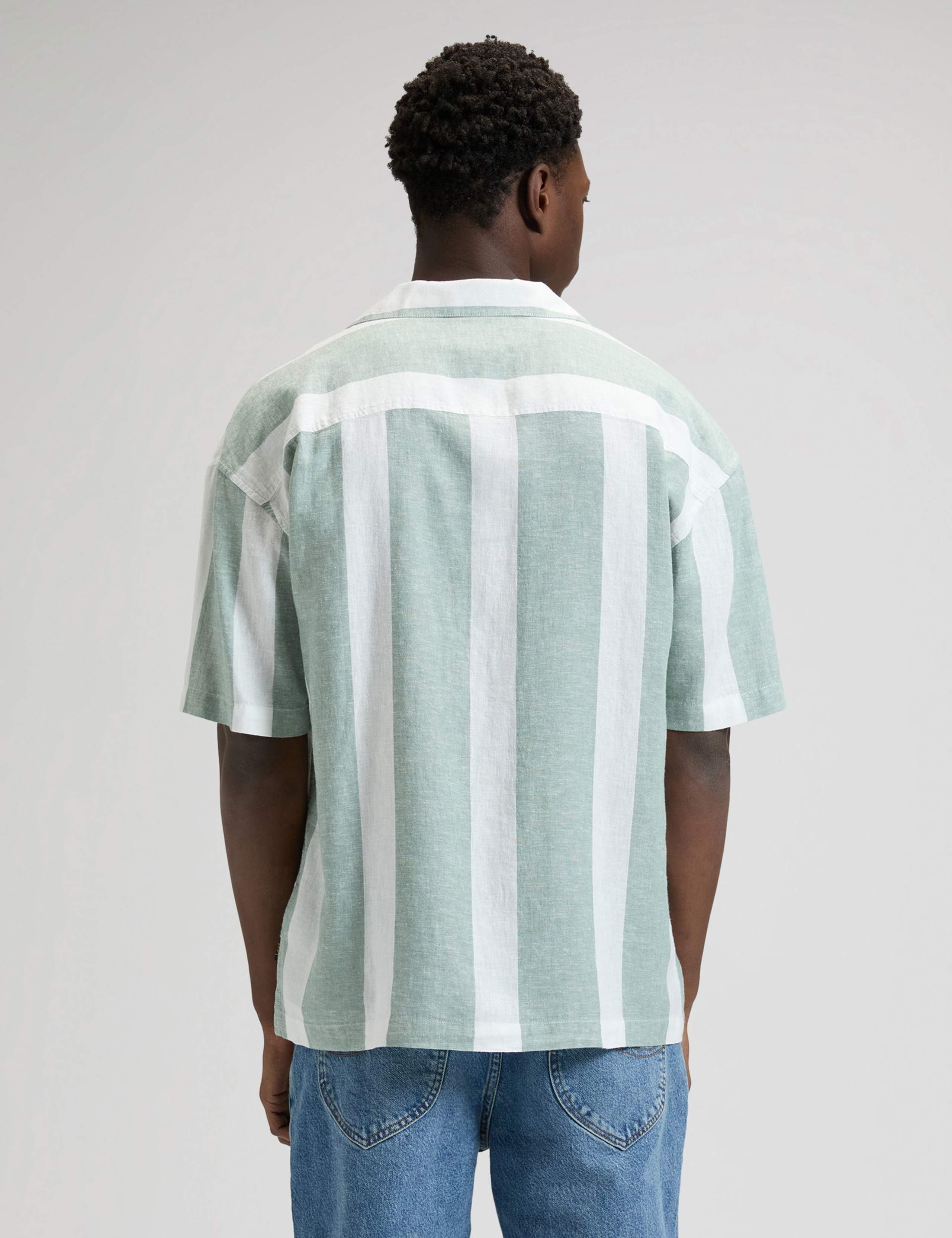 Regular Fit Linen Rich Striped Short Sleeve Shirt 6 of 6