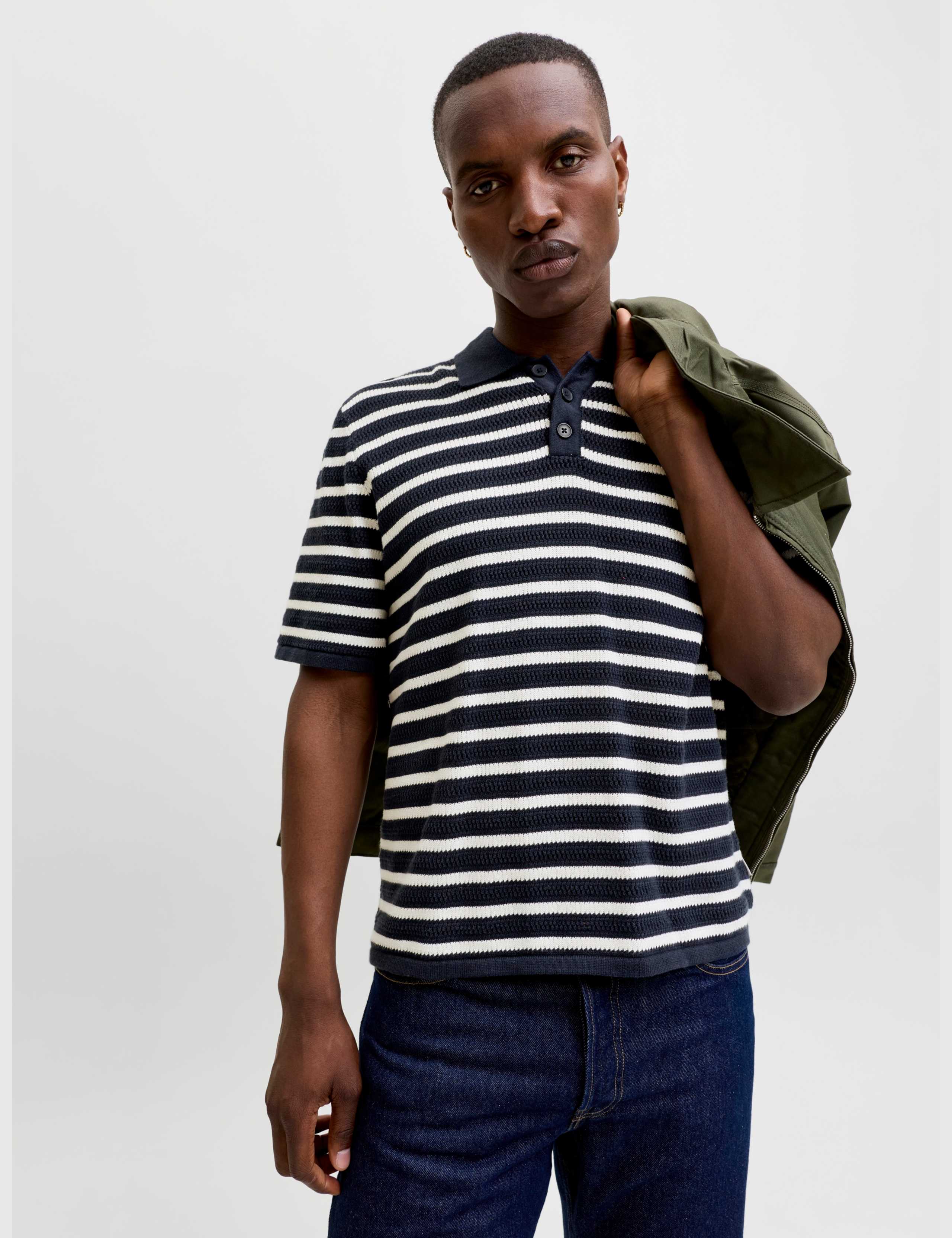 Pure Cotton Striped Knitted Polo Shirt 2 of 6