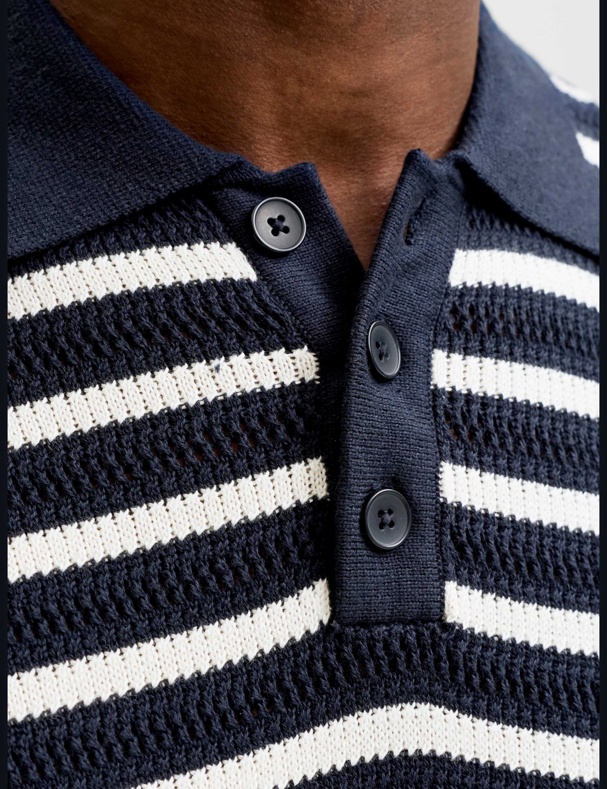Pure Cotton Striped Knitted Polo Shirt 5 of 6