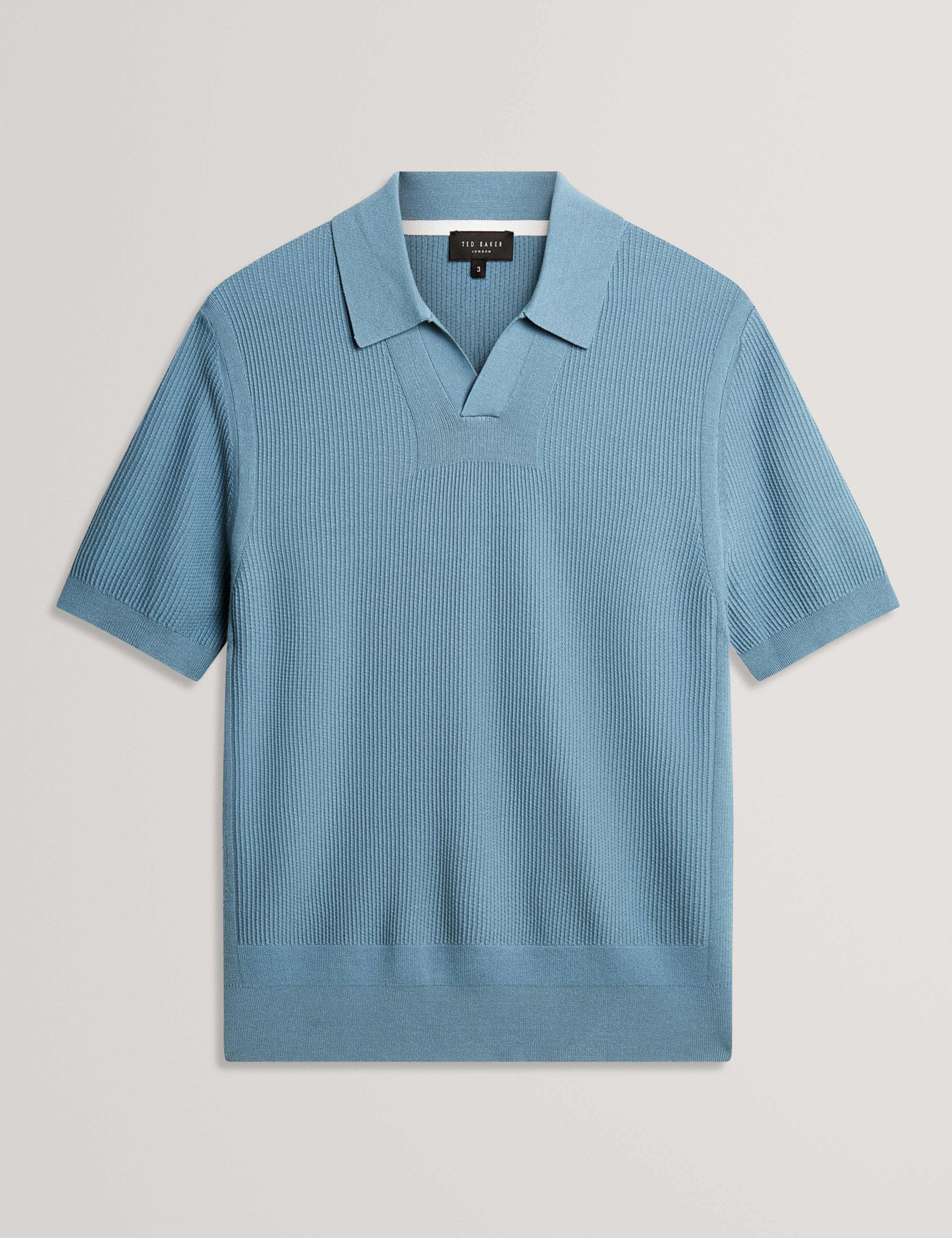 Textured Open Neck Knitted Polo Shirt 2 of 6