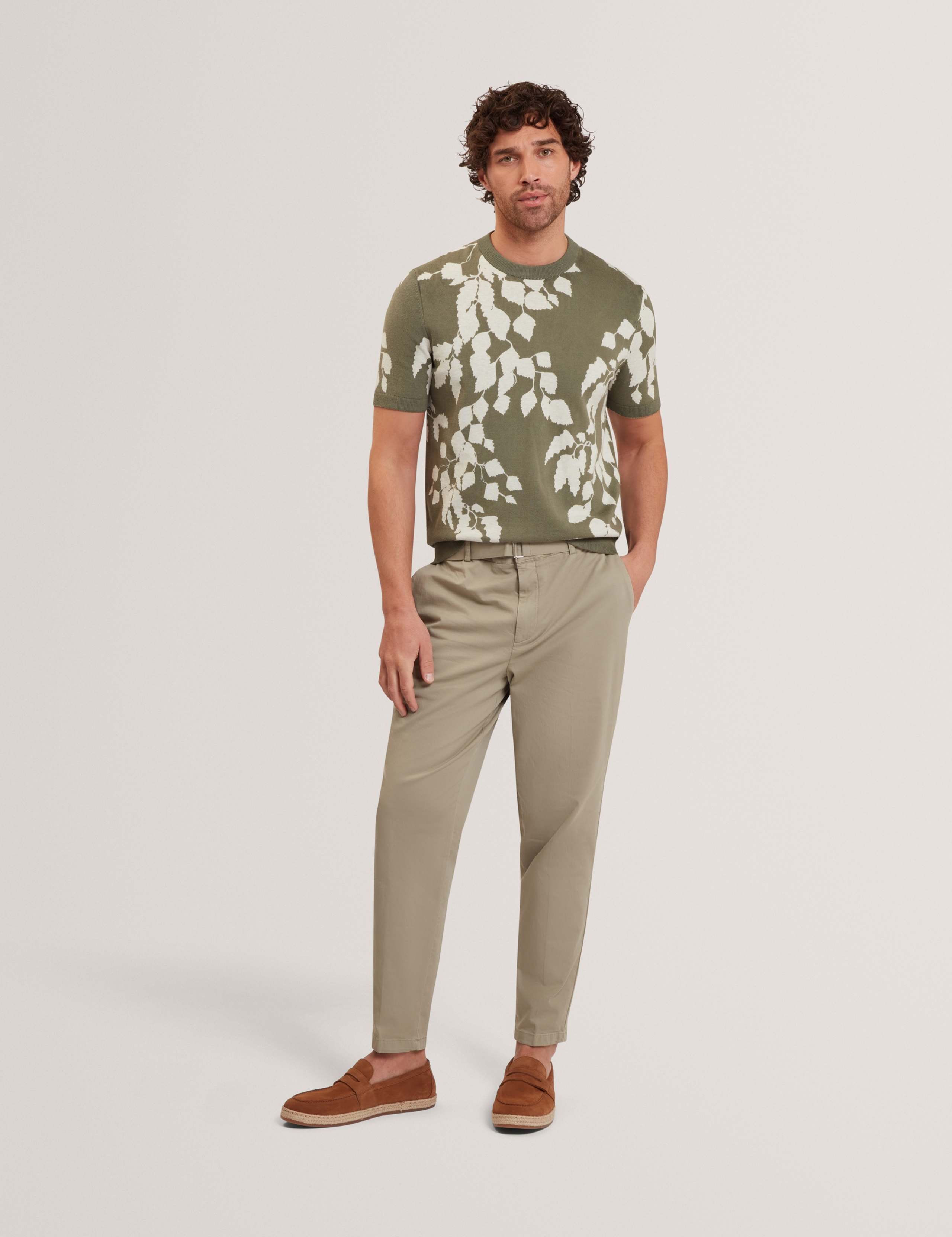 Pure Cotton Leaf Knitted T-Shirt 3 of 6