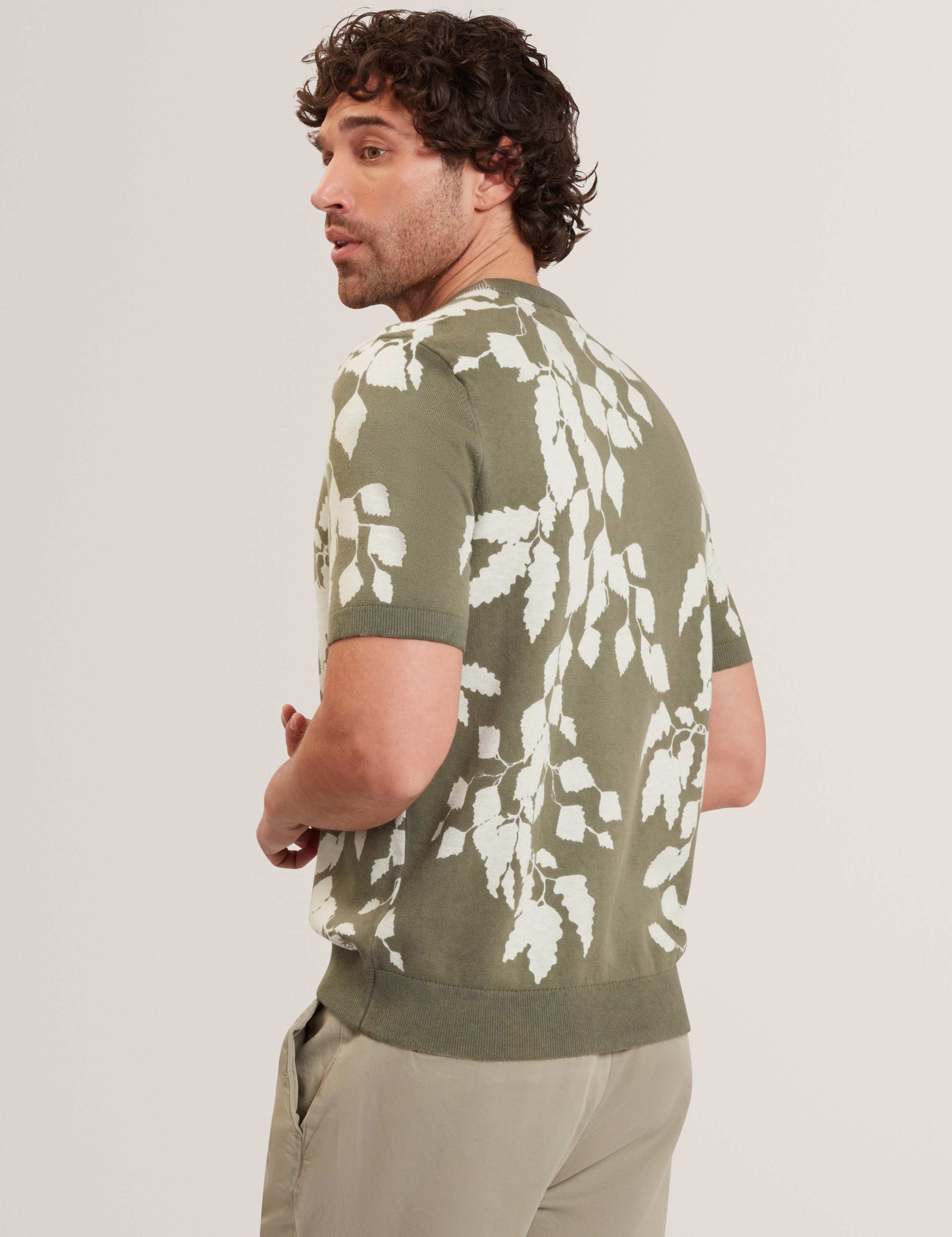 Pure Cotton Leaf Knitted T-Shirt 5 of 6