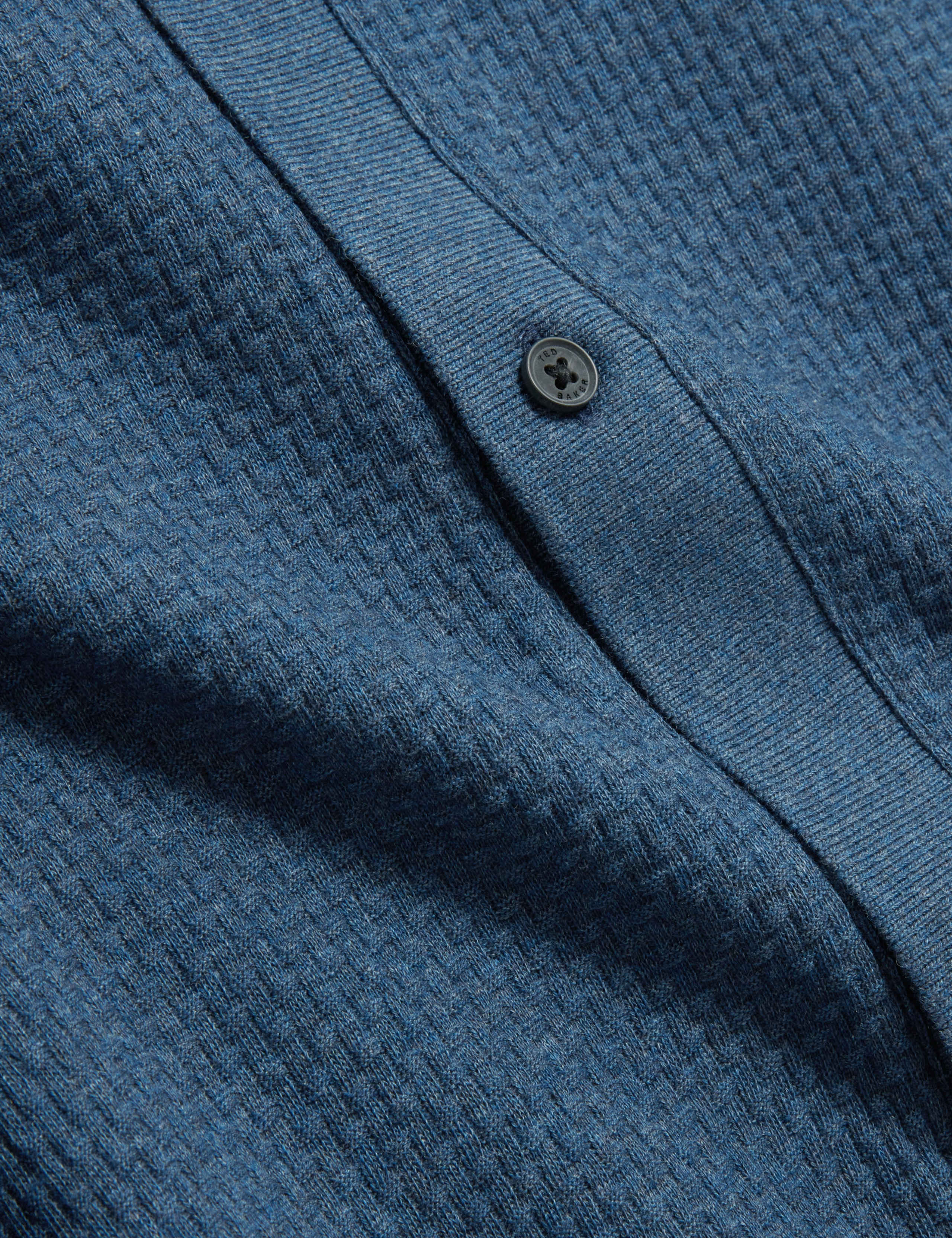Textured Button Through Knitted Polo Shirt 6 of 6