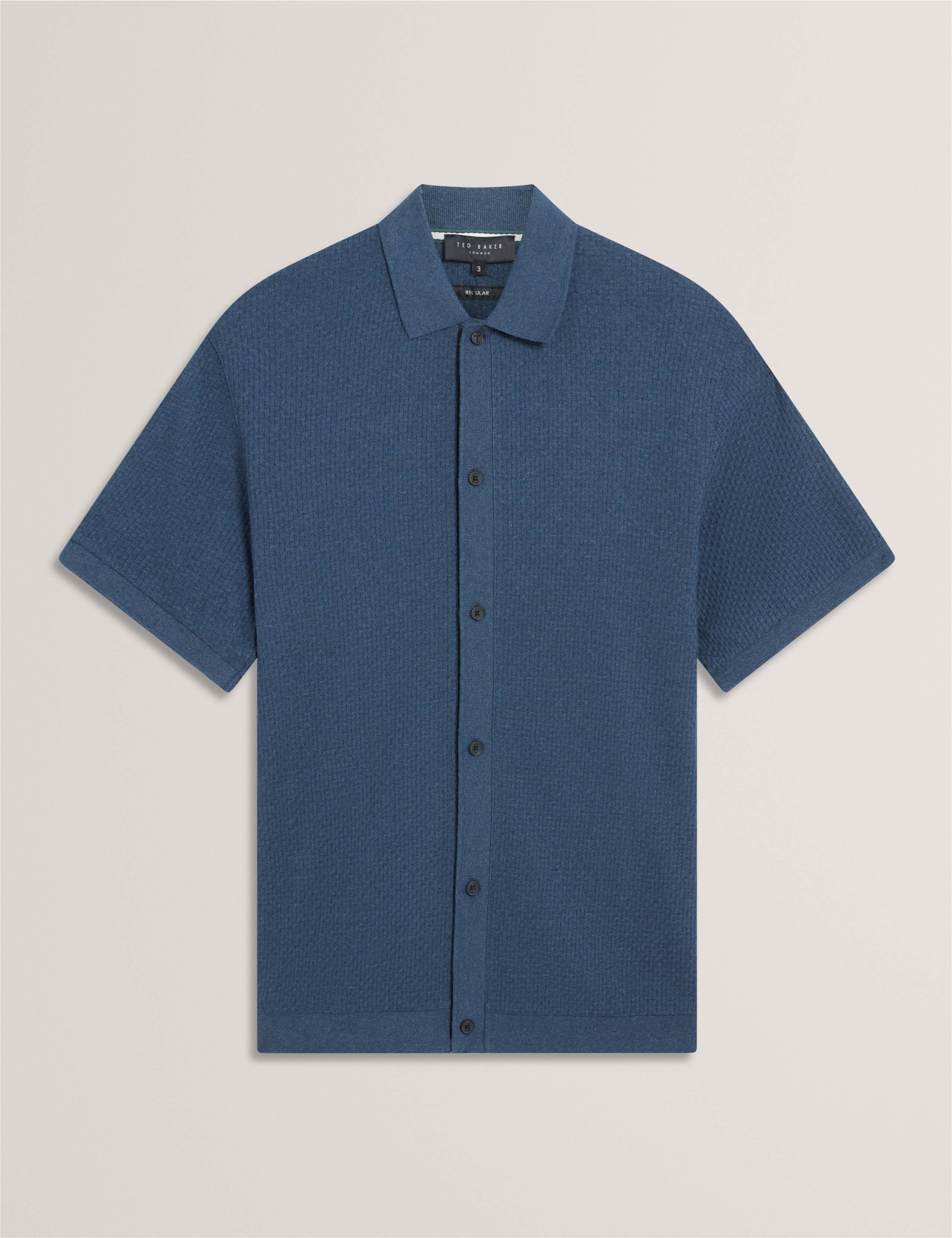 Textured Button Through Knitted Polo Shirt 2 of 6