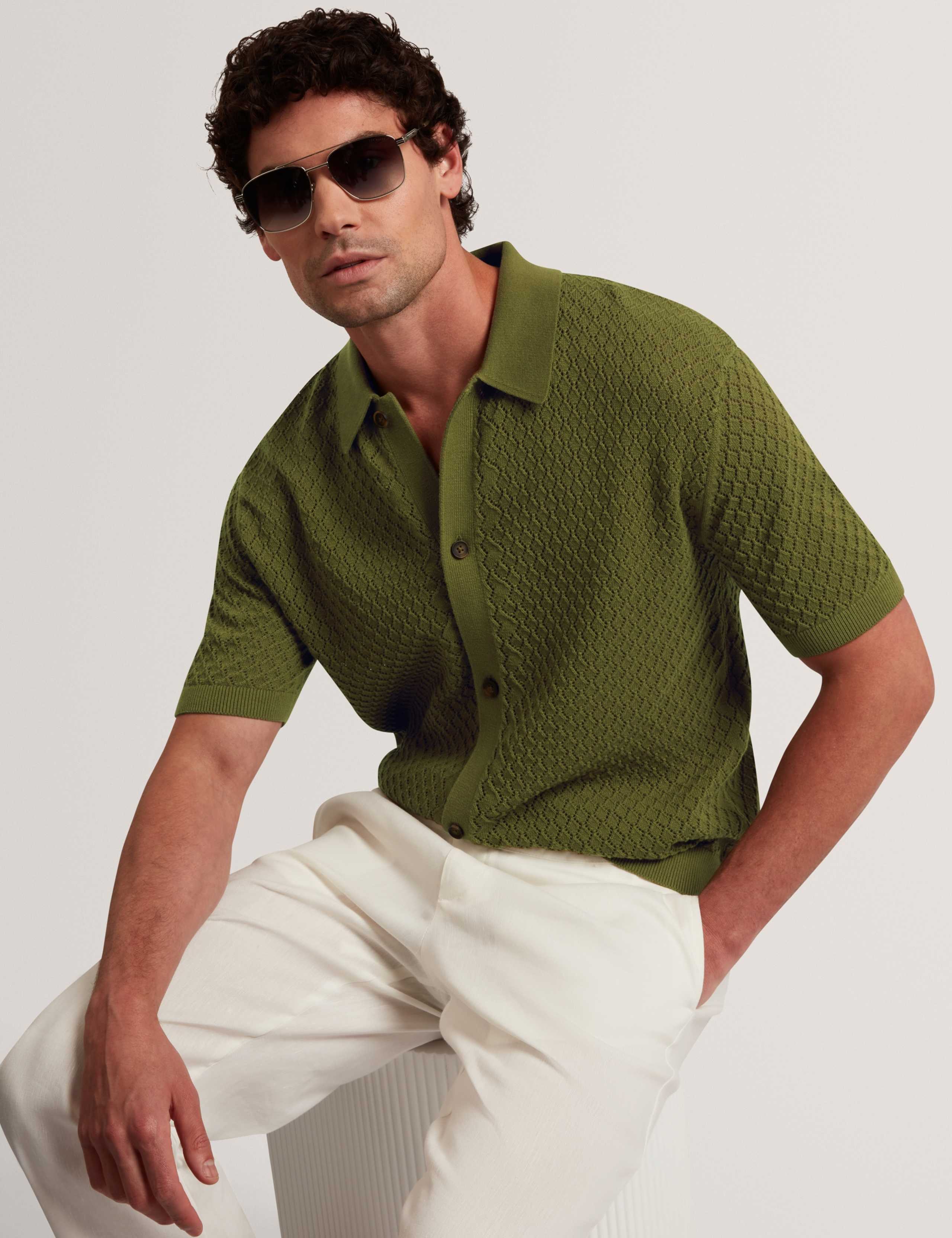 Pure Cotton Crochet Polo Shirt 3 of 7