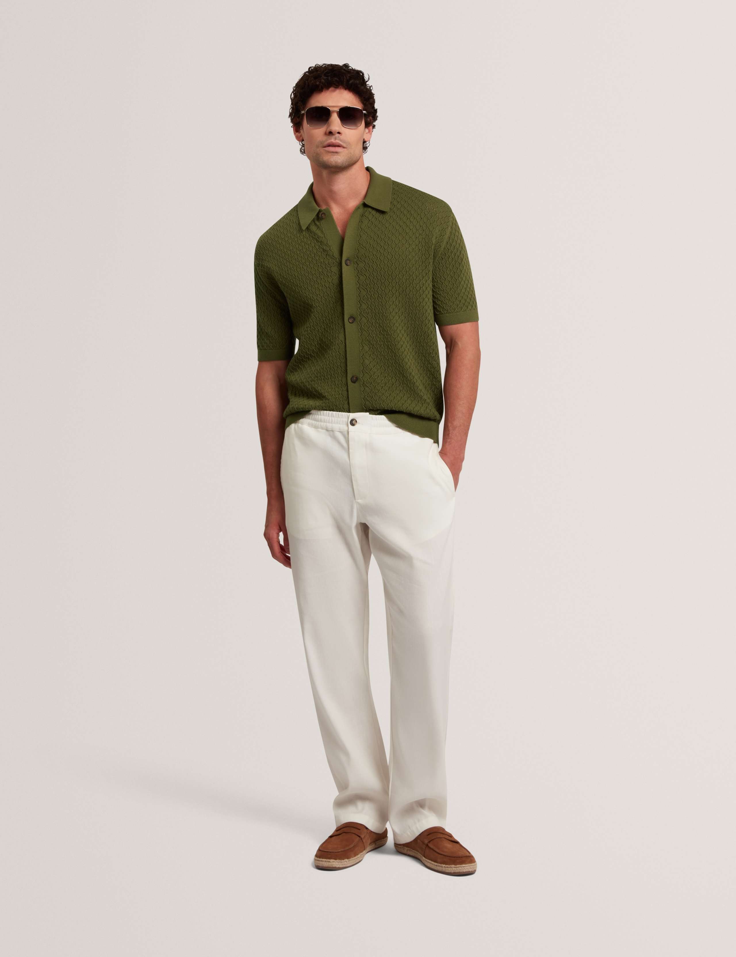 Pure Cotton Crochet Polo Shirt 6 of 7