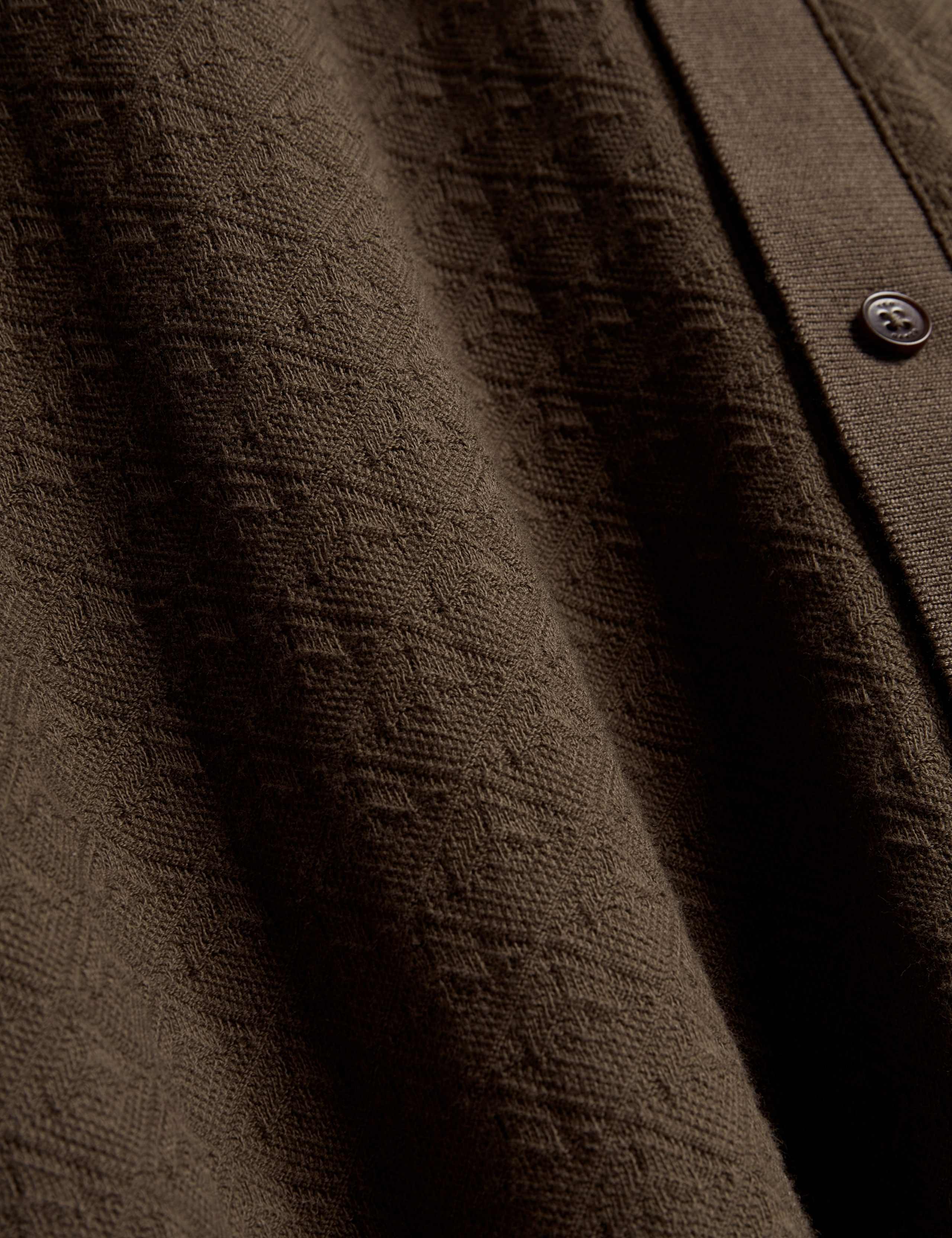 Textured Button Through Knitted Polo Shirt 6 of 6