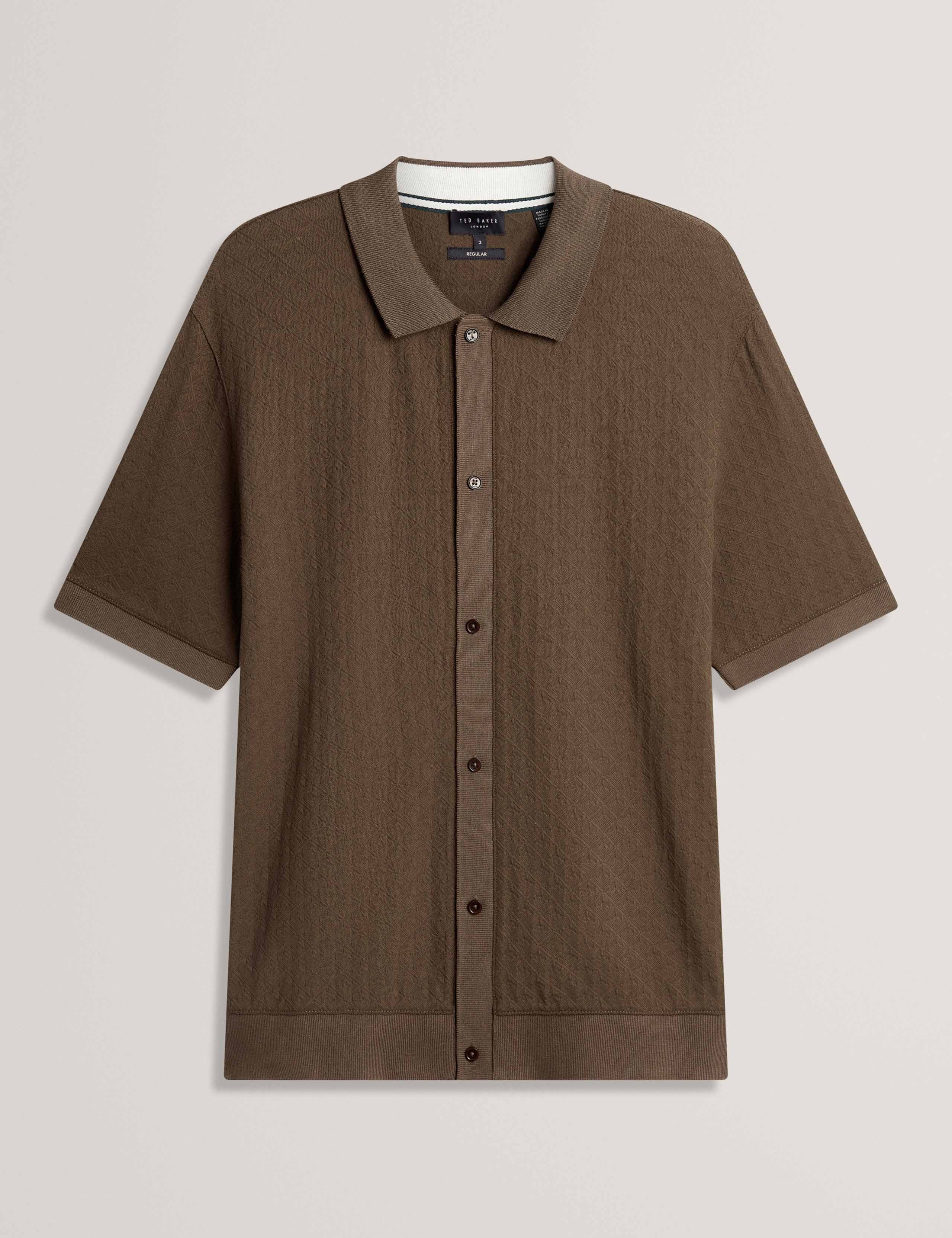 Textured Button Through Knitted Polo Shirt 2 of 6
