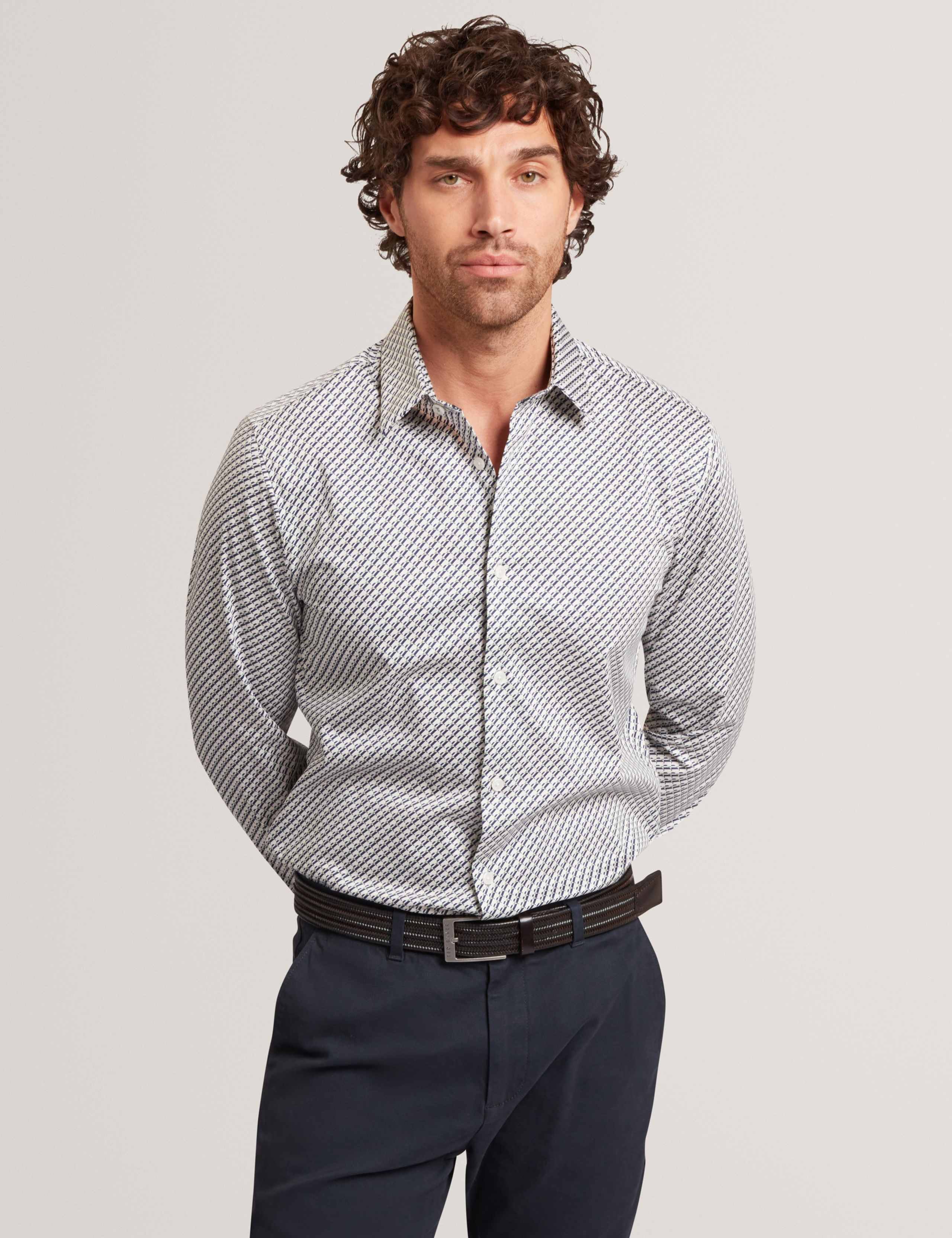 Slim Fit Cotton Rich Geometric Shirt 1 of 6