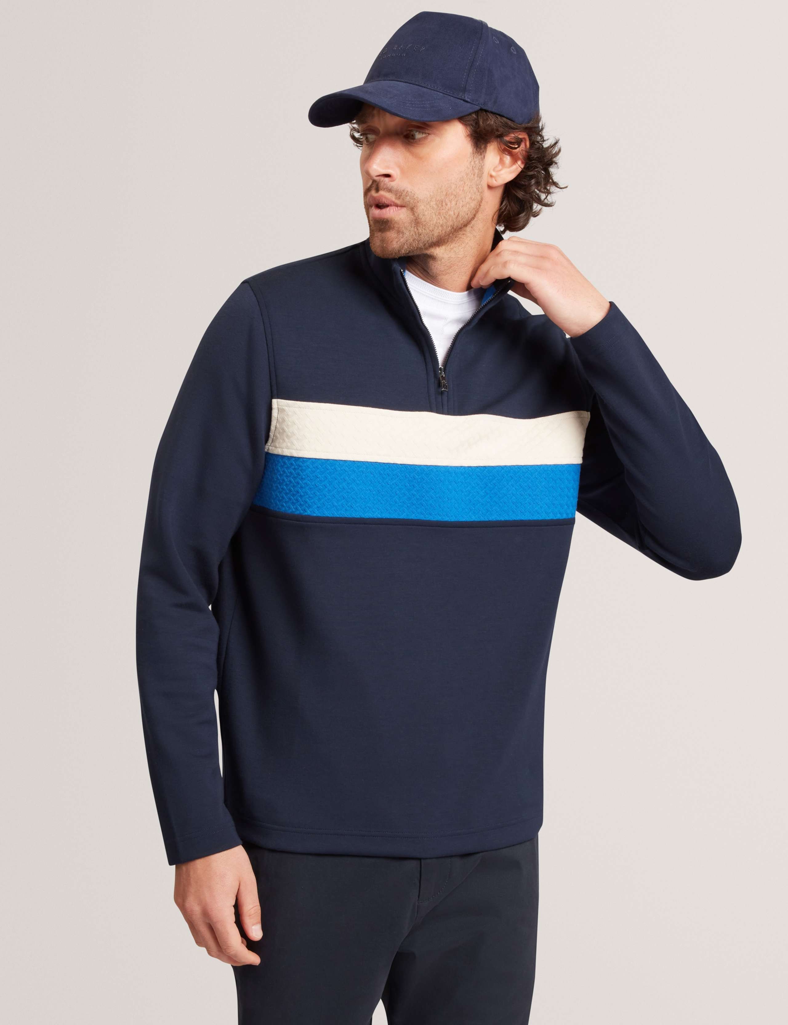 Modal Blend Jersey Striped Half Zip Sweatshirt 1 of 6